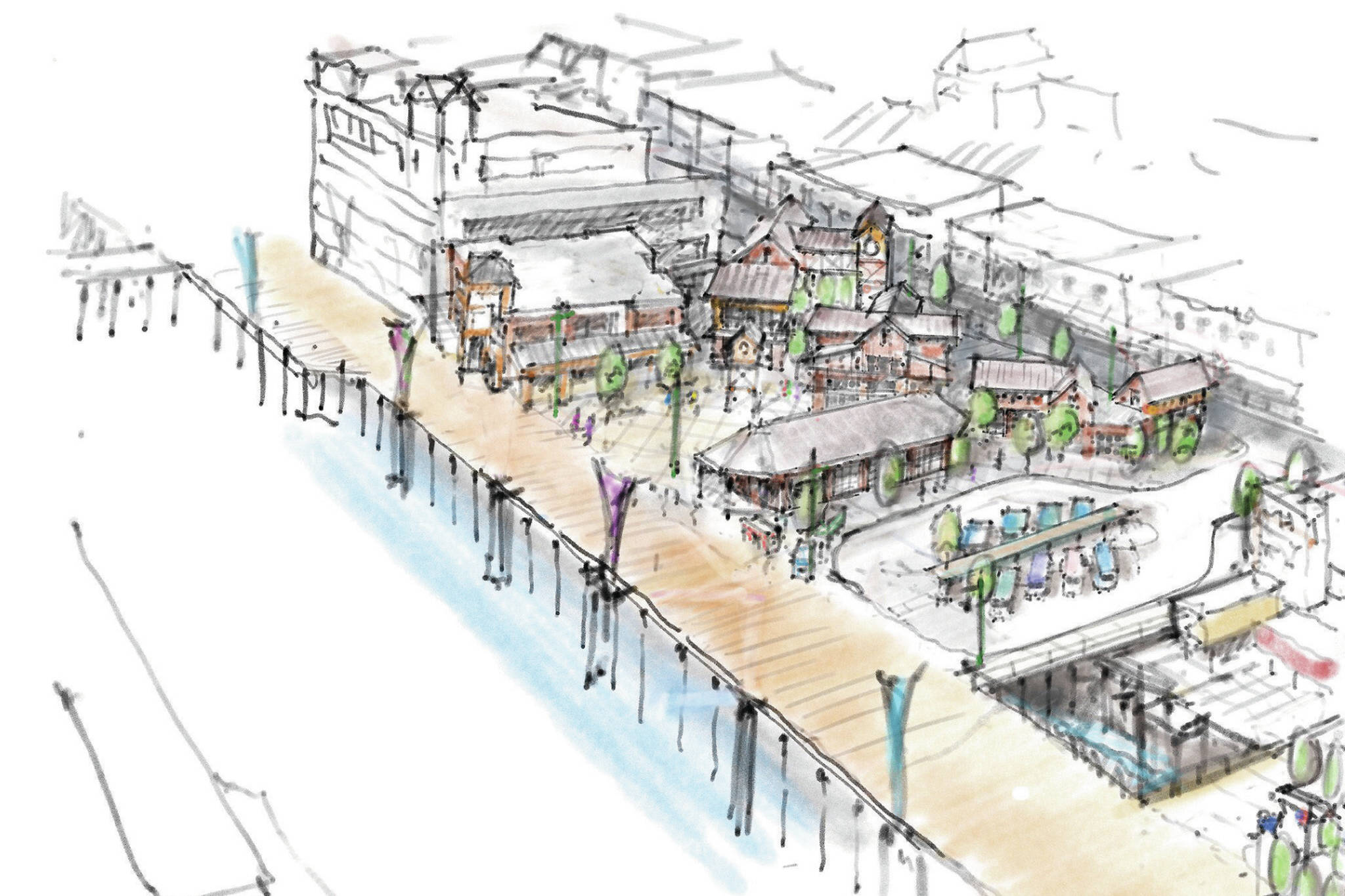This artistic rendering of the proposed Archipelago Properties, LLC development is seen in a 2017 document posted by the City and Borough of Juneau. (Courtesy Photo | City and Borough of Juneau)