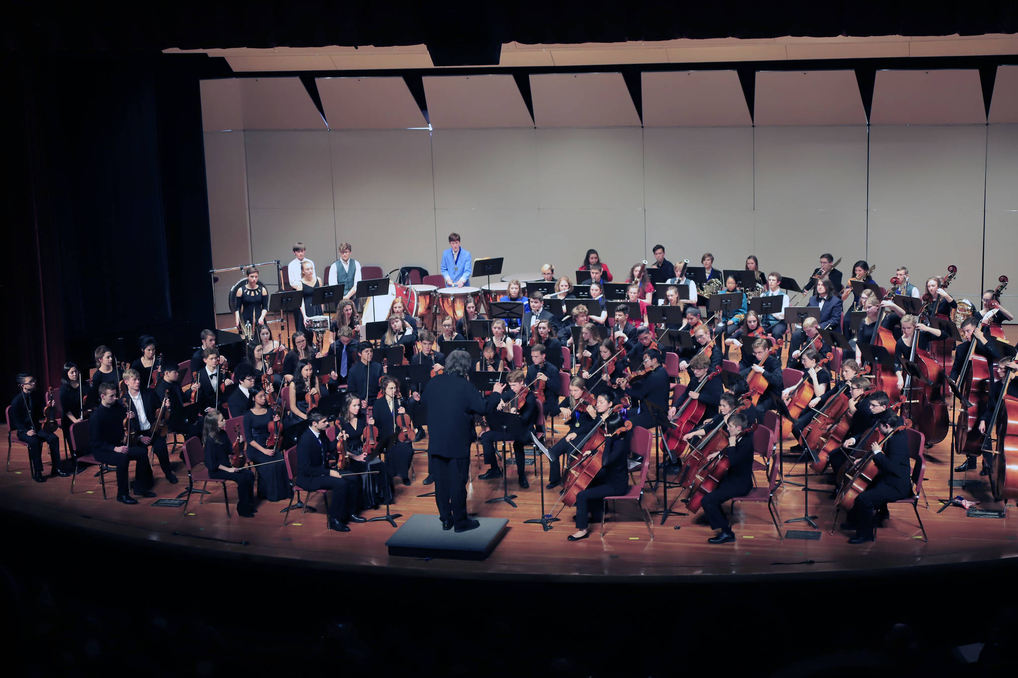 The All-State Orchestra performs in Anchorage, Saturday, Nov. 17, 2018. Juneau was well represented at the vent with 11 students from Juneau-Douglas High School and 19 students from Thunder Mountain High School earning All-State honors. (Courtesy photo | Guo Hua Xia)