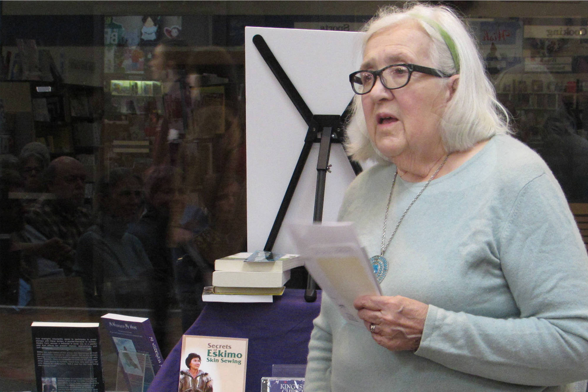 Mary Lou Spartz delivers the keynote address at a reading presented Alaska Women Speak, Thursday, Oct. 18, 2018. Spartz will be part of an upcoming authors talk at Juneau-Douglas City Museum. (Ben Hohenstatt | Capital City Weekly file)