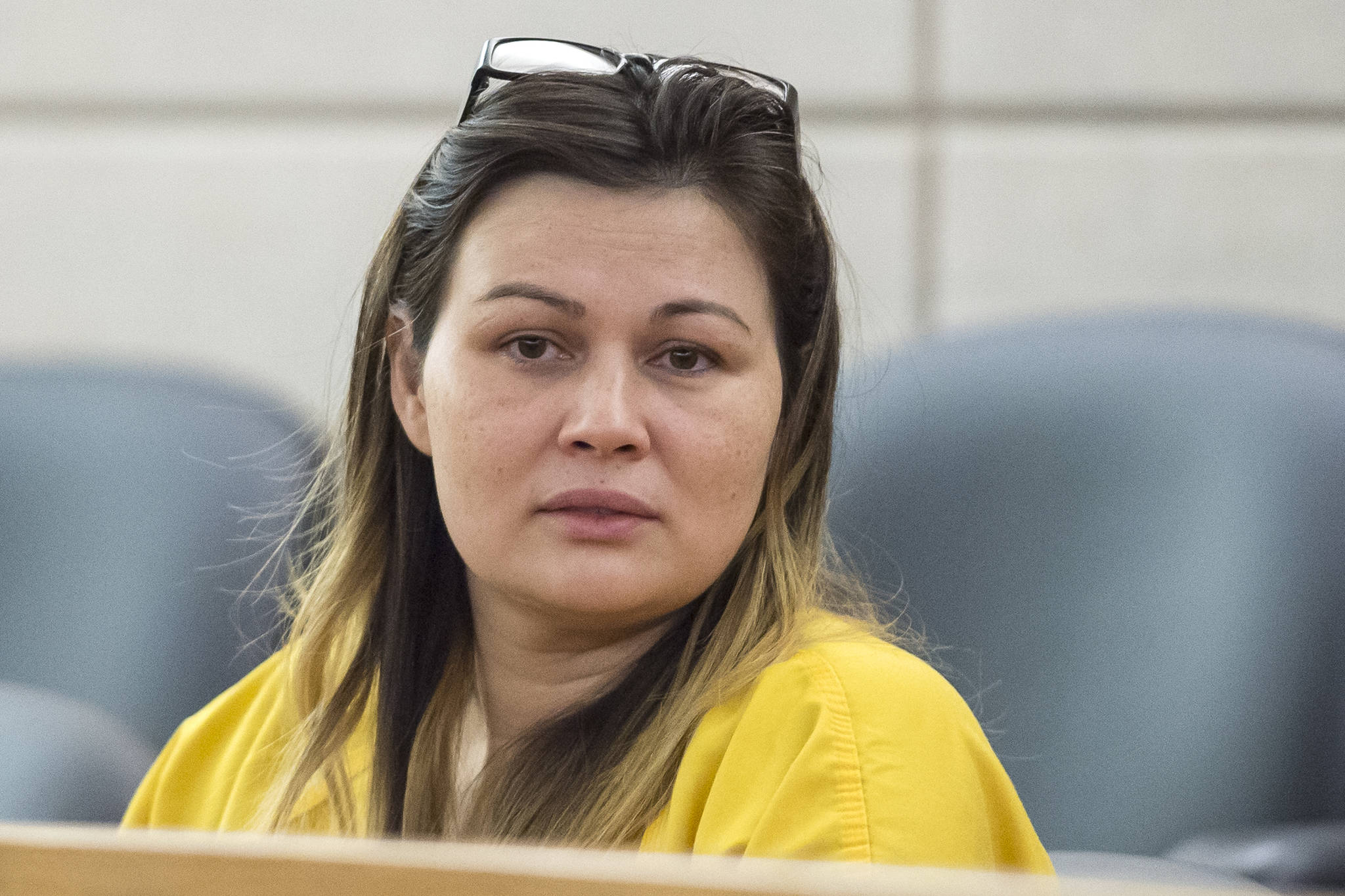 Jamie Diane Moy Singh, 35, appears in Juneau Superior Court on Monday, Dec. 17, 2018. Singh faces charges from an alleged March 6 assault that resulted in the death of her mother-in-law, Mary Lou Singh, 59. (Michael Penn | Juneau Empire)
