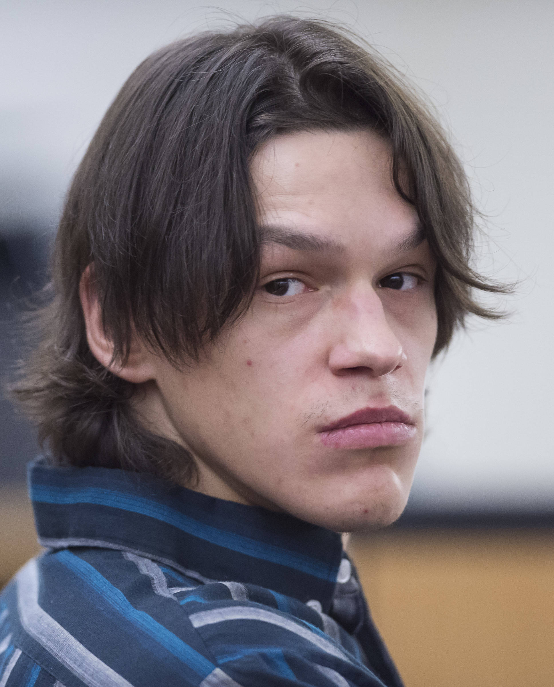 Domanic Quick, 23, appears in Juneau District Court on Tuesday, Dec. 18, 2018, for his trial on two counts of assault on a police officer, resisting arrest, disorderly conduct and criminal mischief. (Michael Penn | Juneau Empire)