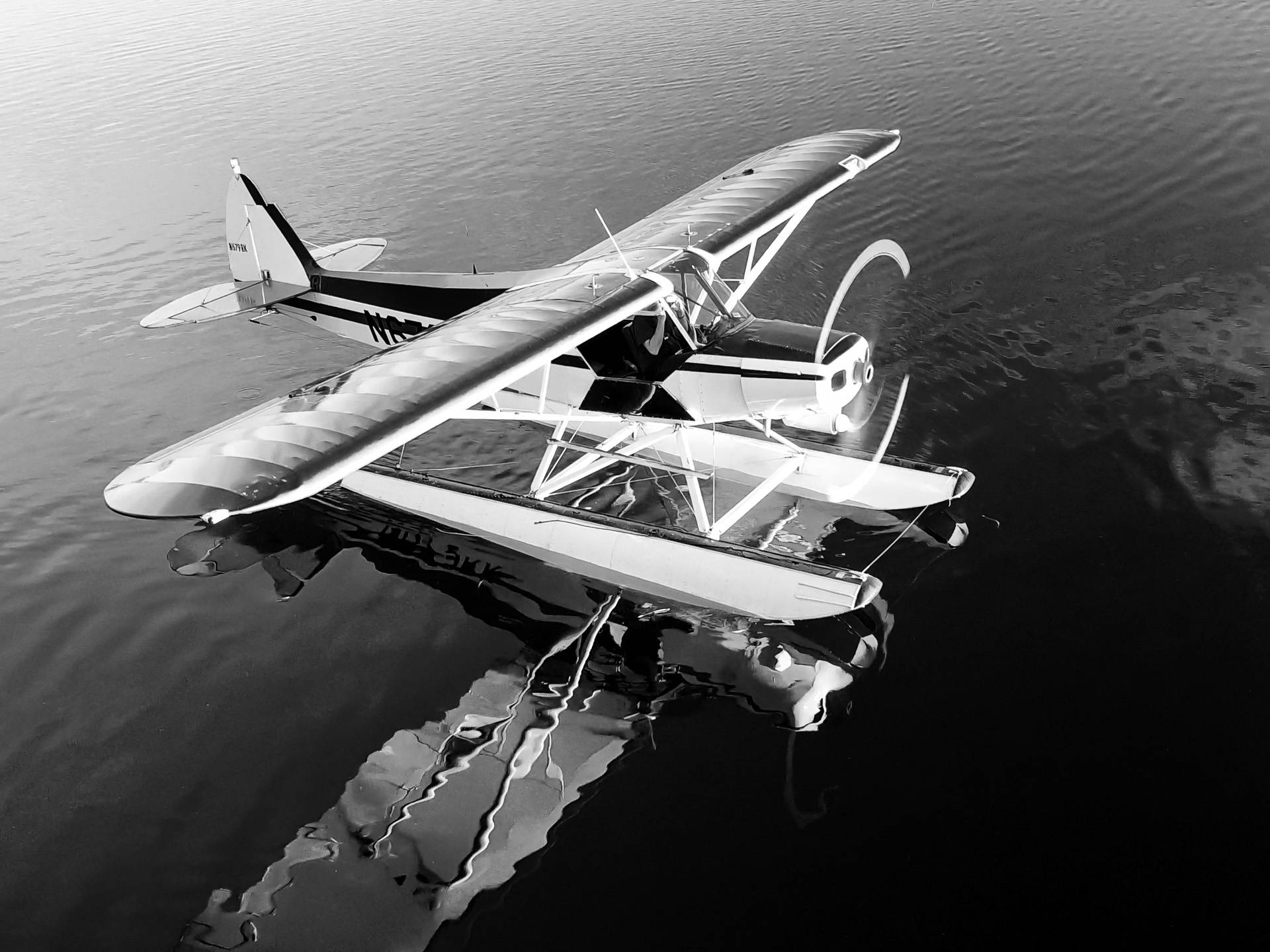 Dan Hubert, owner and pilot for Last Frontier Aeria, said drones can be used for a lot more than photography and videography but they do produce useful images during the Juneau Chamber of Commerce’s weekly luncheon at the Moose Lodge on Thursday, Dec. 20, 2018. This photo depicts a two-seat Piper Supercub on floats after startup on a lake in the Tanana Valley during autumn. (Courtesy Photo | Last Frontier Aerial, LLC (C) 2018)