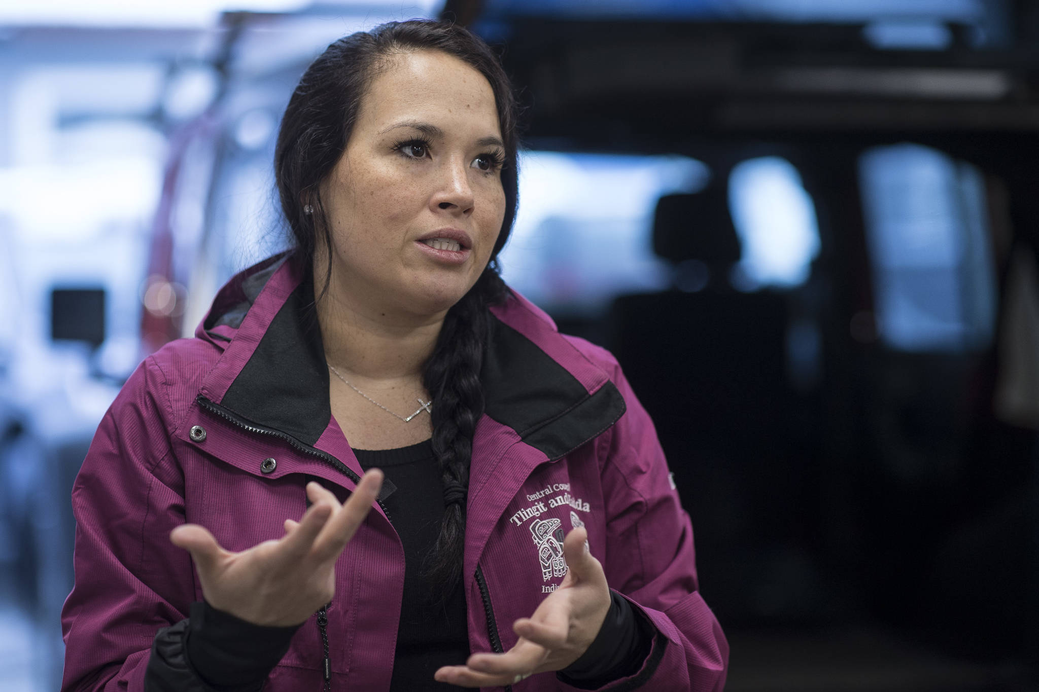 Emily Edenshaw, Business and Economic Development Director for the Central Council of the Tlingit and Haida Indian Tribes of Alaska, speaks about the council’s wishes to create jobs for their members during an interview at their newest business, Sacred Shine, on Friday, Dec. 21, 2018. (Michael Penn | Juneau Empire)