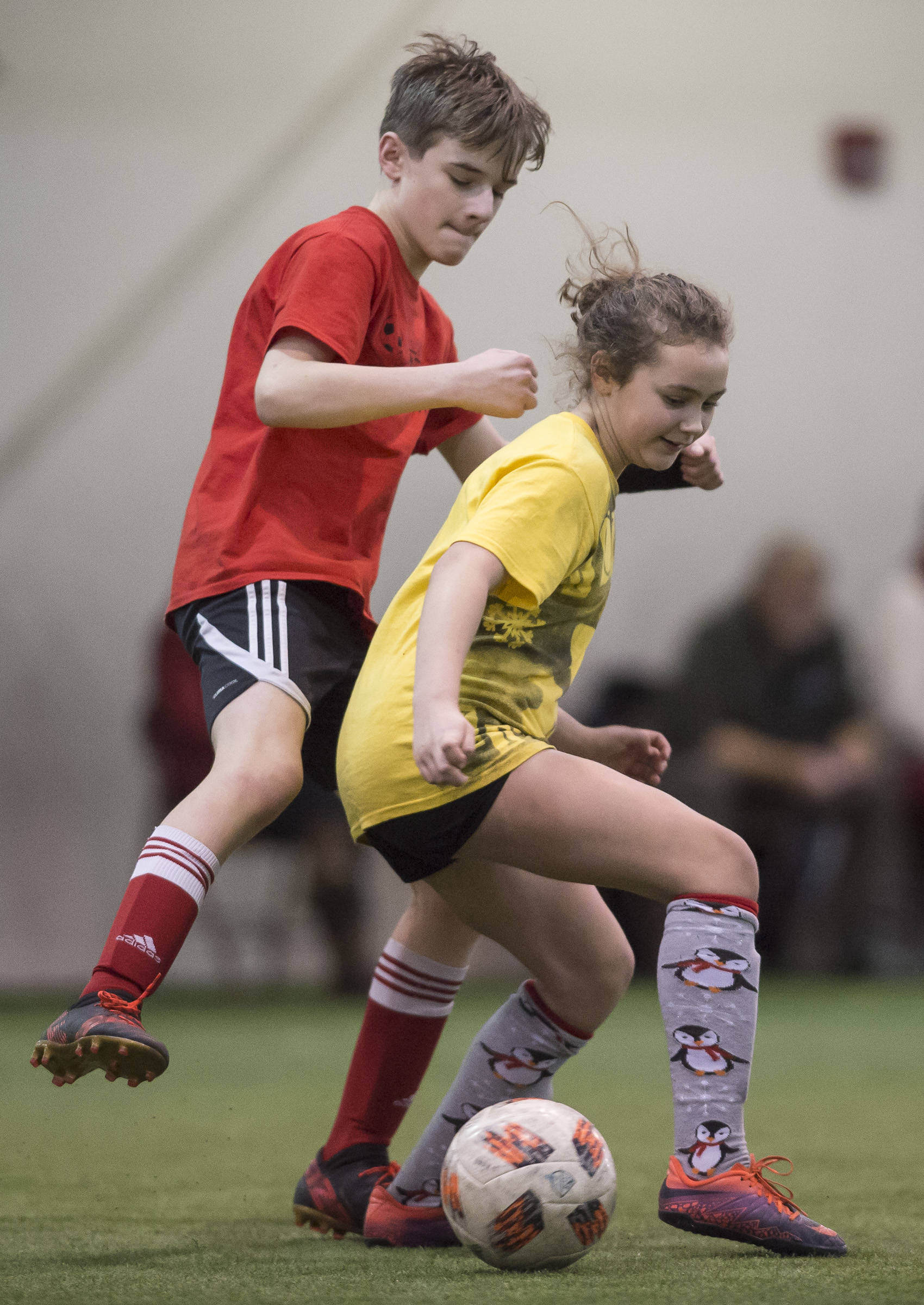 IceKickles play against the Rum Pa Pum at the annual Holiday Cup Soccer Tournament at the Wells Fargo Dimond Park Field House on Wednesday, Dec. 26, 2018. (Michael Penn | Juneau Empire)
