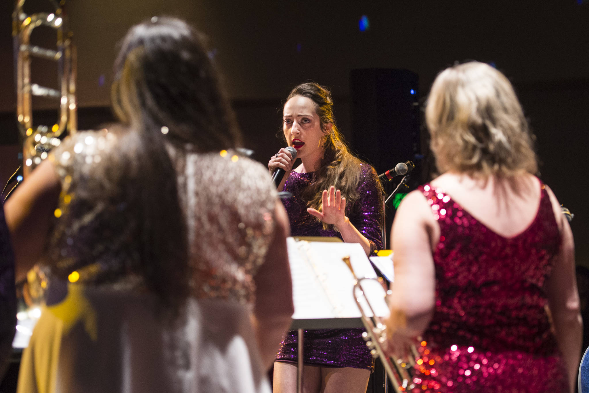 Taylor Vidic performs with Gamble & High Costa Livin’ during the New Year’s Eve Gala at Centennial Hall on Monday, Dec. 31, 2018. The event was a fundraiser for the Juneau Arts and Humanities Council and Juneau Jazz & Classics. (Michael Penn | Juneau Empire)