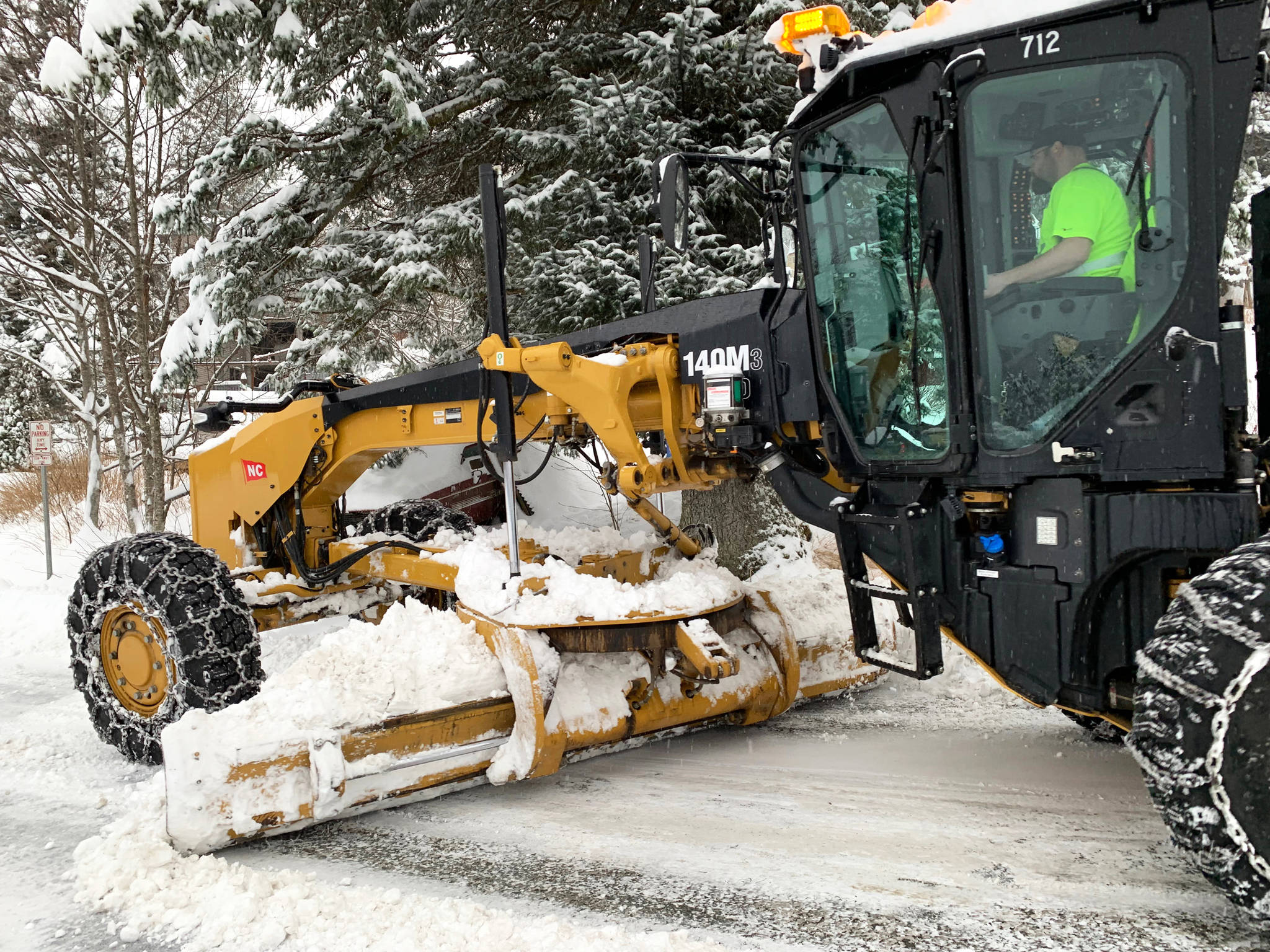 A City and Borough of Juneau Public Works plow clears St. Ann’s Avenue on Douglas on Friday, Jan. 11, 2019. (Angelo Saggiomo | Juneau Empire)
