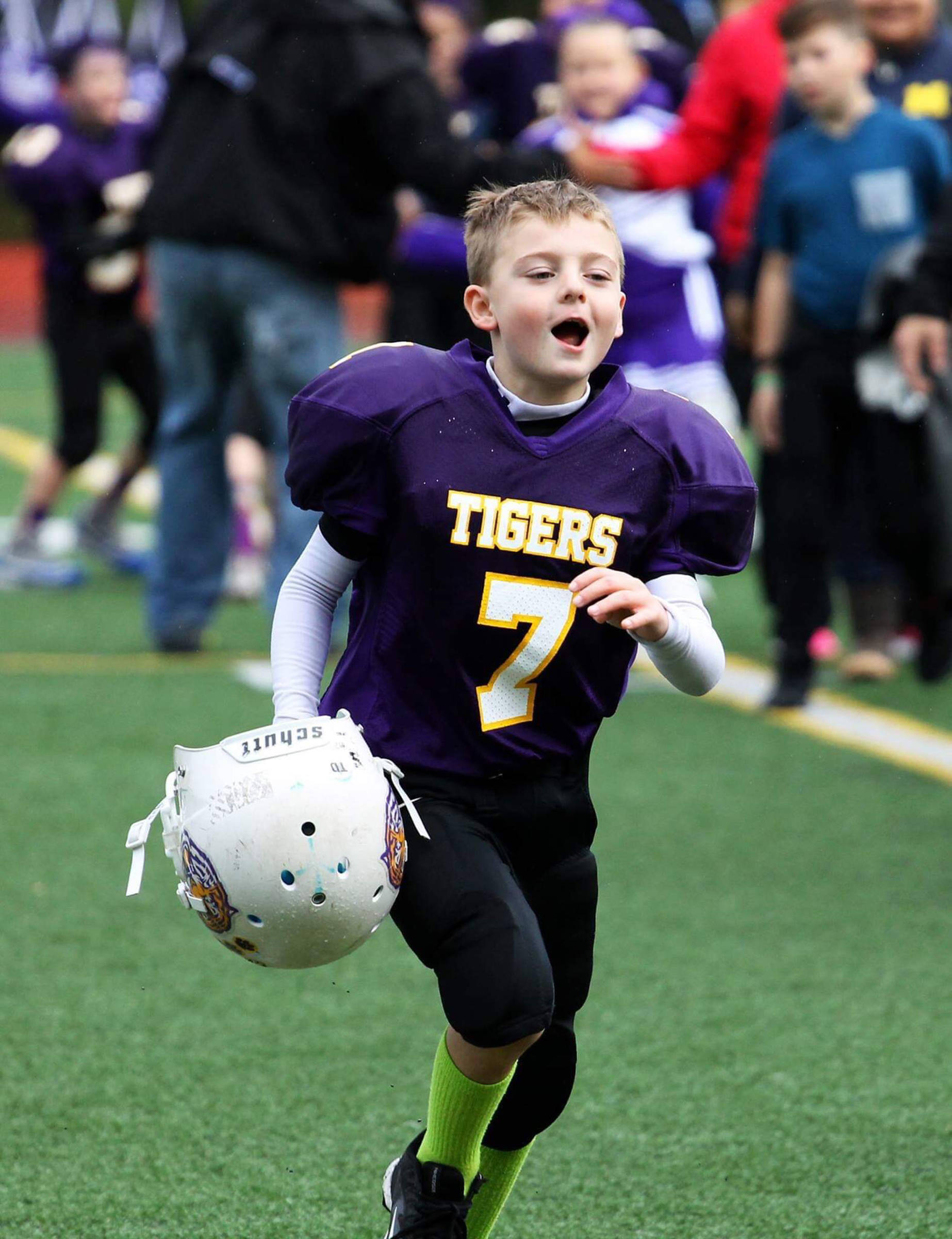 Camdyn Clancy pictured during a 2018 Juneau Youth Football League game. (Courtesy Photo | Deb Baker)