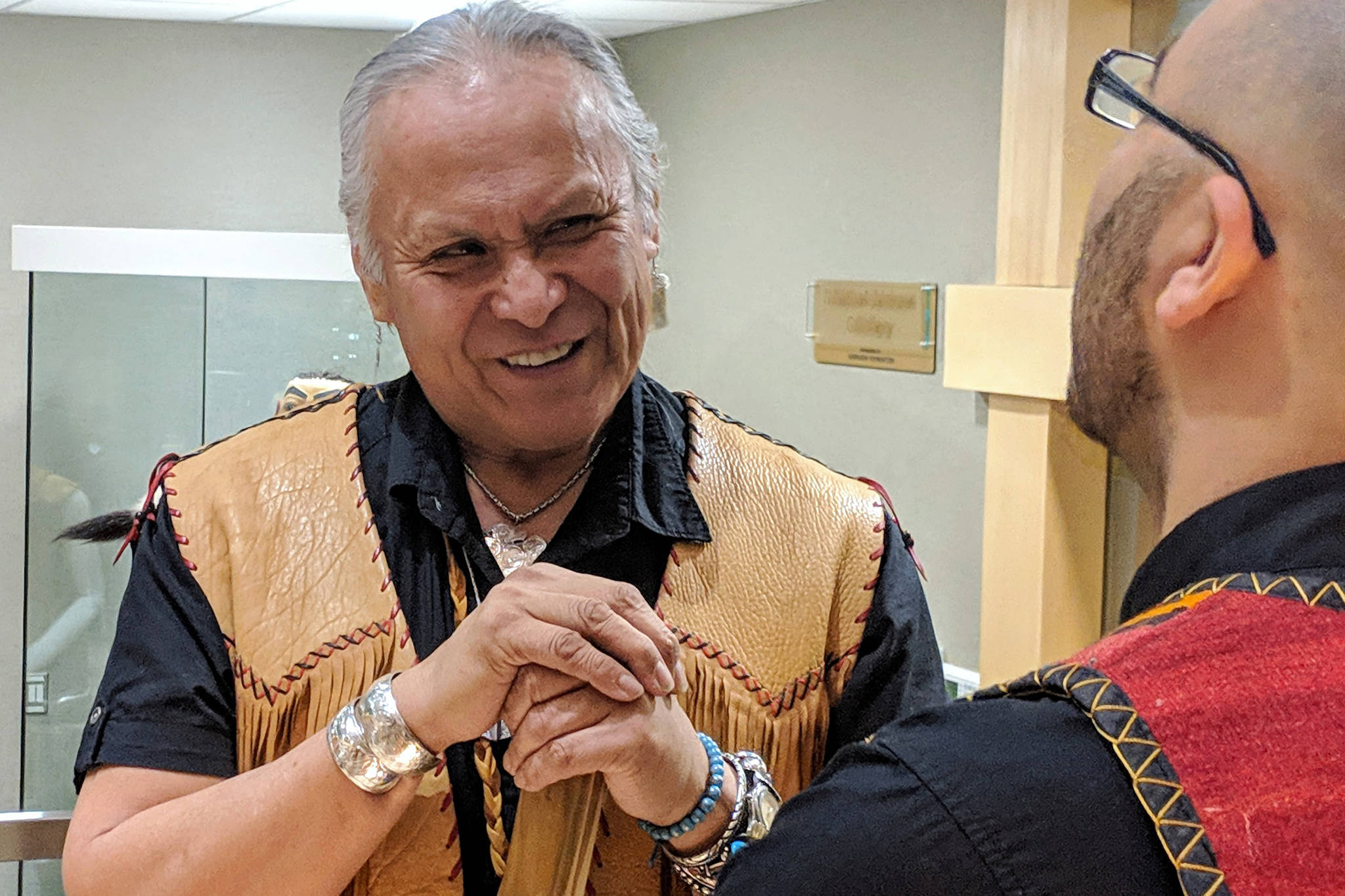 Tlingit flautist George Montero said he was glad to be back in Juneau for a pair of concerts Saturday, Jan. 19, 2019 and Tuesday, Jan. 22, 2019. (Ben Hohenstatt |Capital City Weekly)