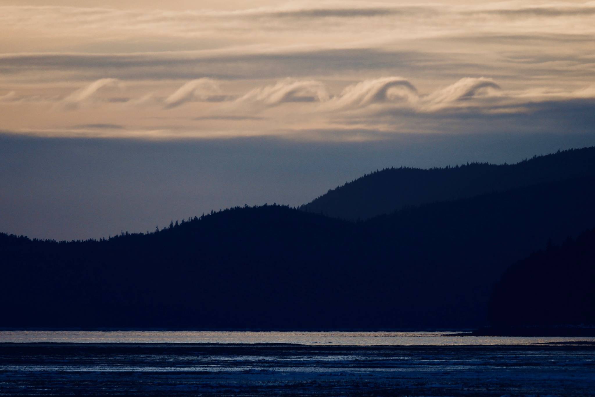 Kelvin-Helmholtz waves, generated by certain wind and stability conditions, sit at the cloud top. Viewed from Airport Dike Trail on Jan. 19, 2019. (Courtesy Photo | Janine Reep)
