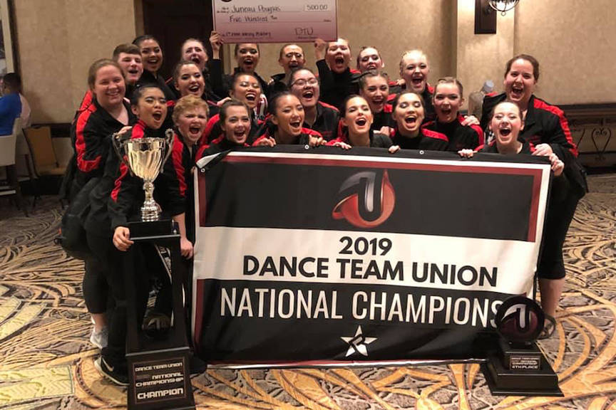 The JDHS dance team celebrates their national title in the military march on Sunday, March 3, 2019. (Courtesy Photo | Kayla Price)