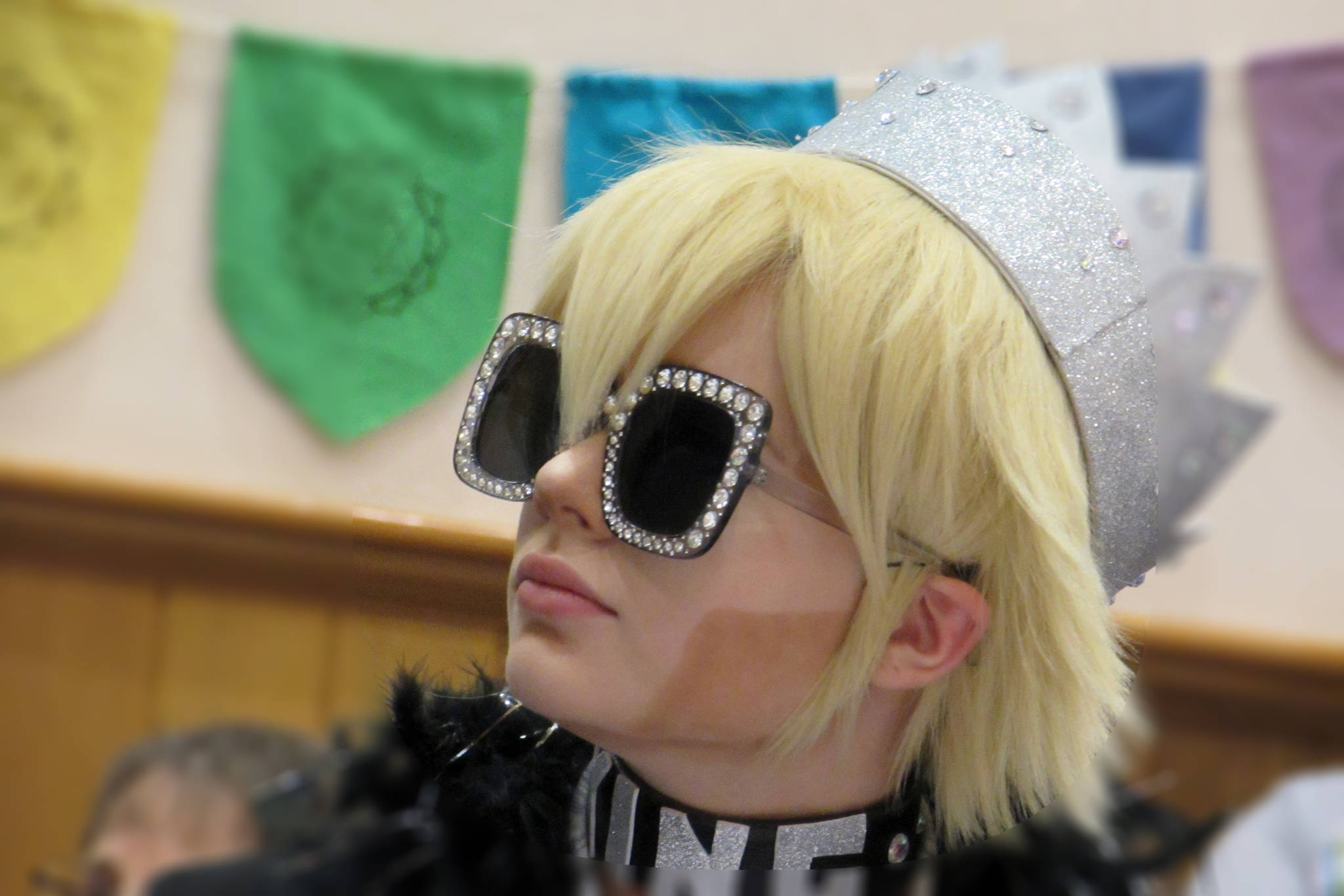 King Key watches the Juneau Pride Chorus sing at the Stonewall 50 Tea & Dance event in McPhetres Hall Saturday, Feb. 9, 2019. (Ben Hohenstatt | Capital City Weekly)