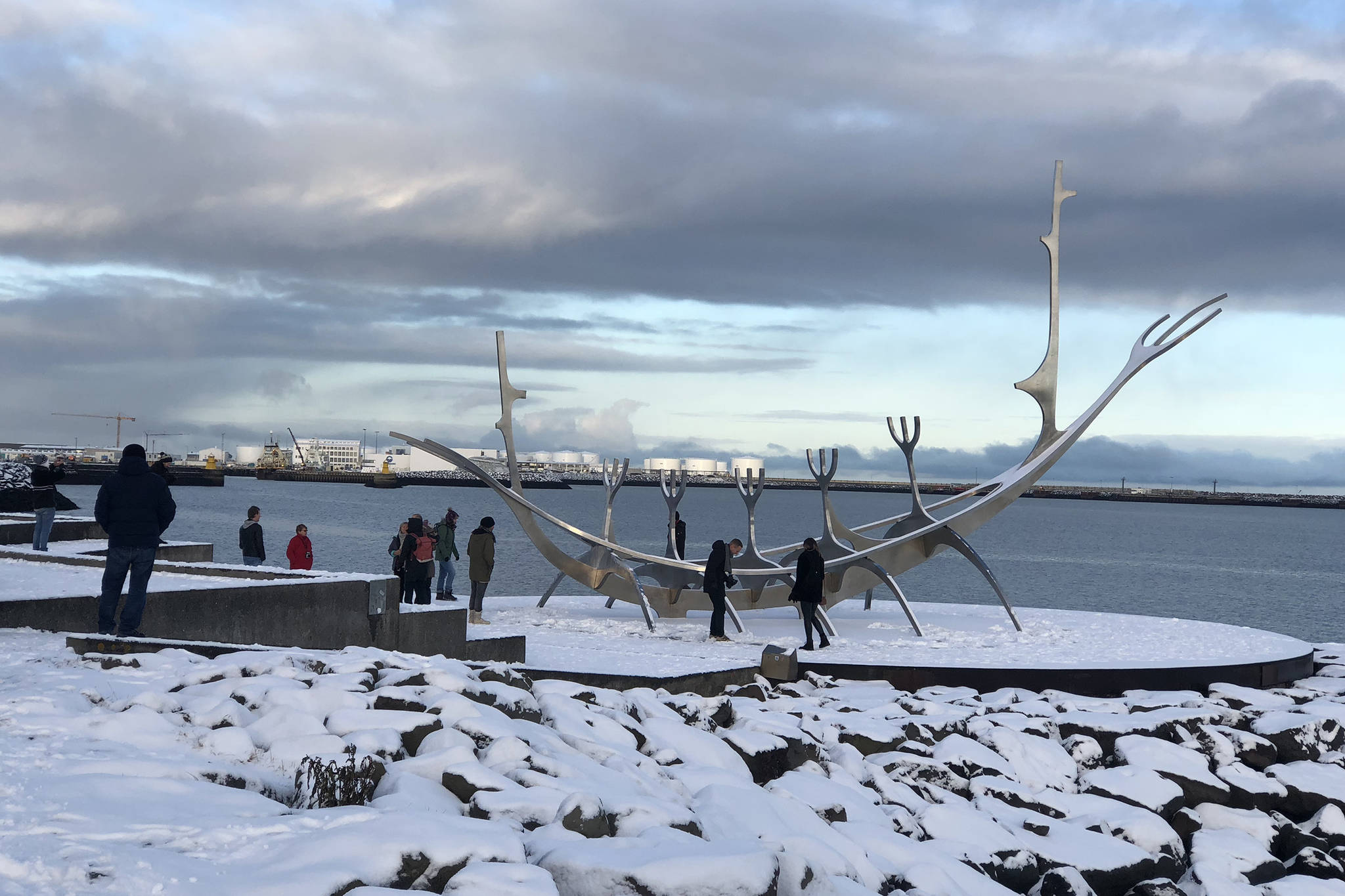 A viking ship statue is pictured in downtown Reykjavik, Iceland, November 2018. (Emily Russo Miller | Juneau Empire)