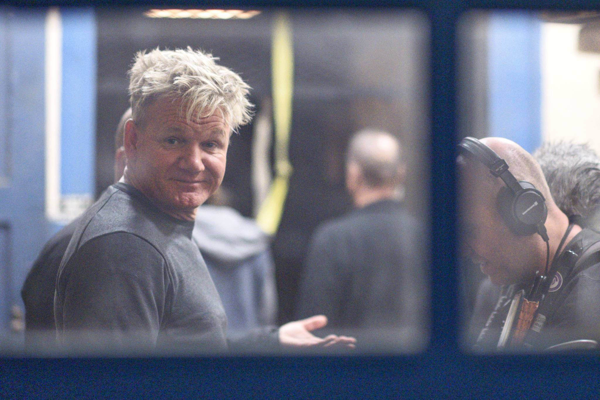 Chef Gordon Ramsay at a downtown site filming on Monday, Feb. 11, 2019. (Michael Penn | Juneau Empire)