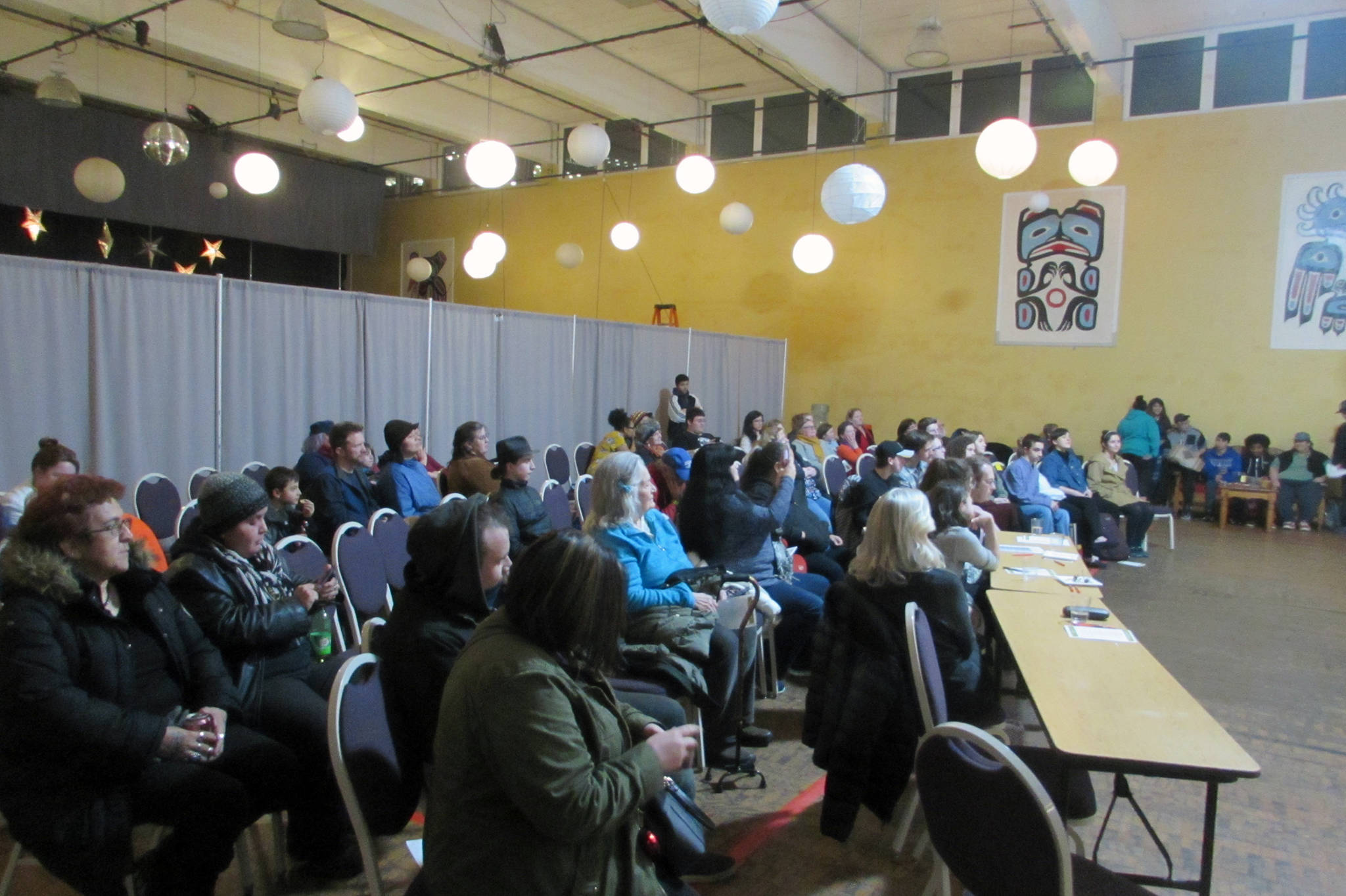 Organizers said the crowd at the Juneau Arts & Culture Center for the Poetry Out Loud Regional Competition, Tuesday, Feb. 12, 2019, was larger than usual. (Ben Hohenstatt | Capital City Weekly)