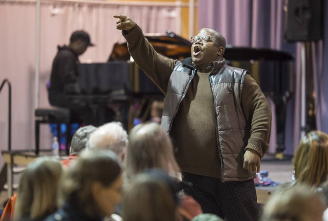 The Reverend Bobby Lewis leads a gospel singing workshop at the Juneau Arts & Culture Center on Monday, Feb. 26, 2018. (Michael Penn | Juneau Empire File)