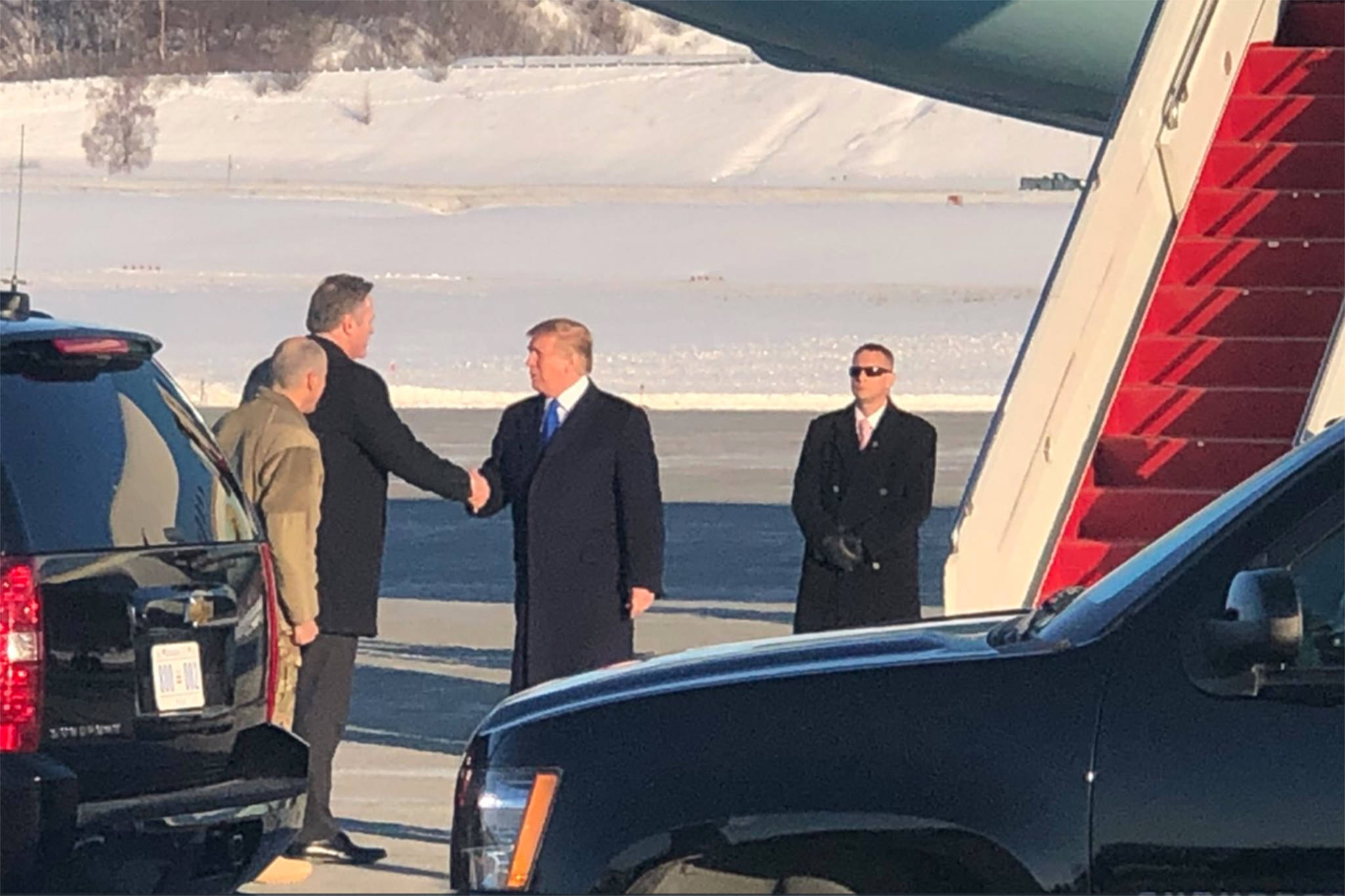 Gov. Mike Dunleavy meets with President Donald Trump in Anchorage on Feb. 28, 2019. (Courtesy photo)
