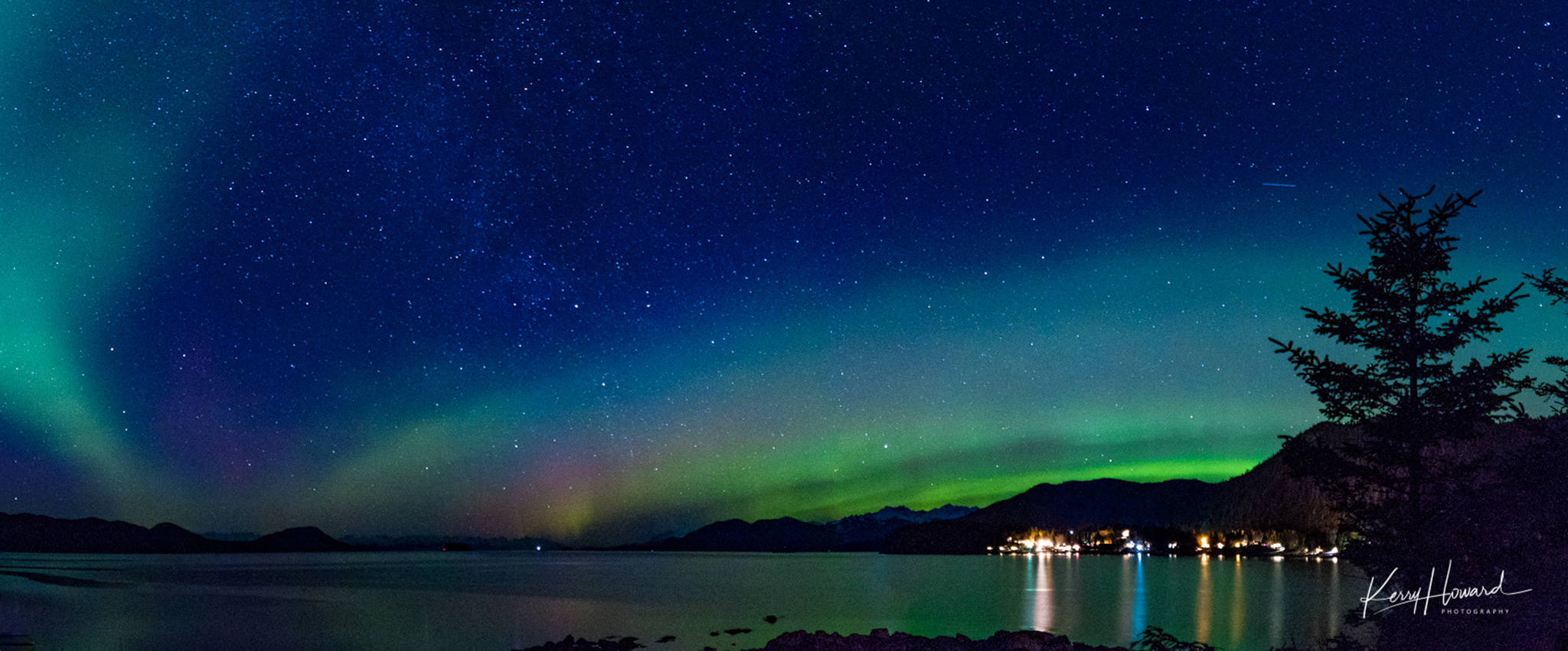 Northern lights dance on the horizon from Lena Cove on Feb. 28, 2019. (Courtesy Photo | Kerry Howard)