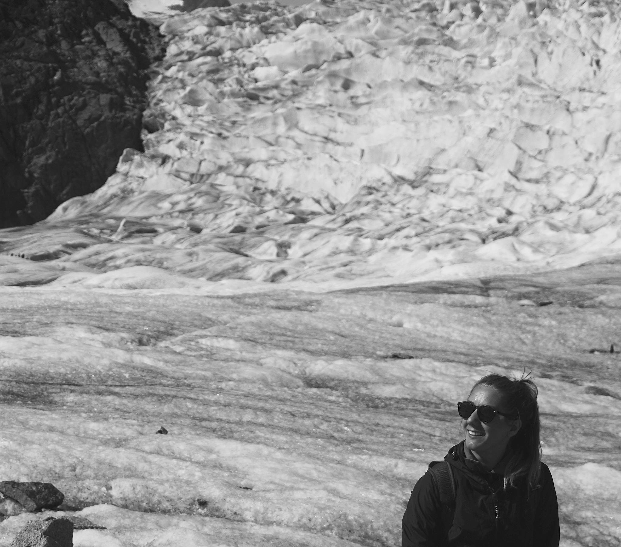 Andrea Burtzel on the Mendenhall Glacier. (Courtesy Photo | Parker Anders)