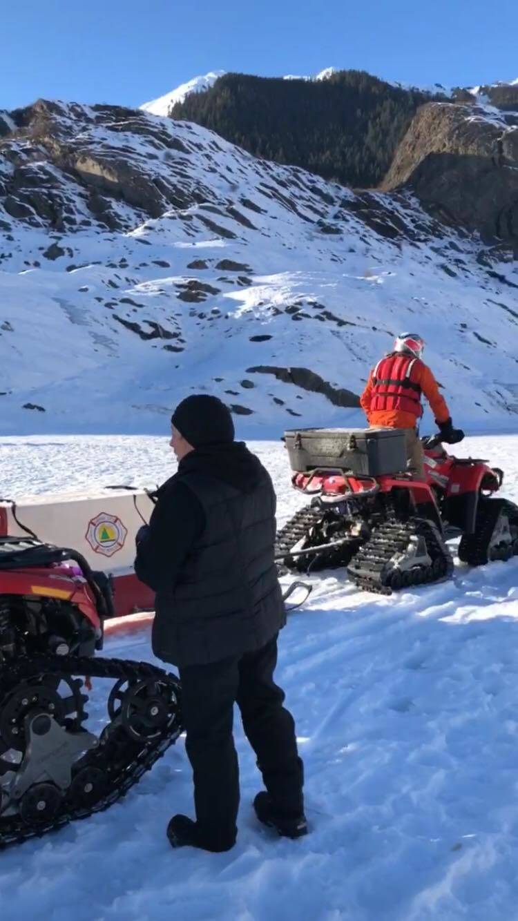 Capital City Fire/Rescue assists with an emergency call at the Mendenhall Glacier ice cave on March 3, 2019. (Courtesy photo)