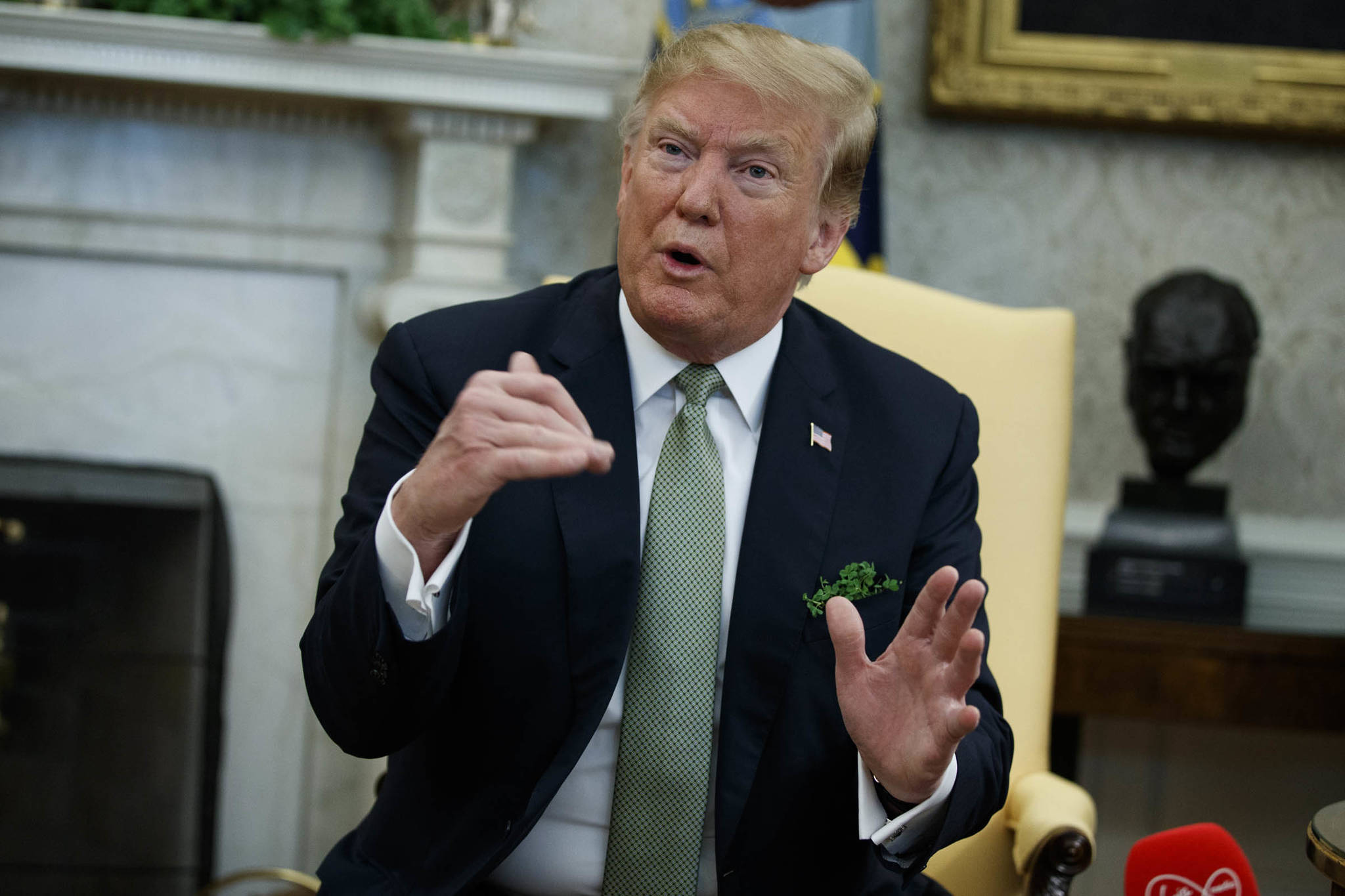 President Donald Trump speaks during a meeting with Irish Prime Minister Leo Varadkar in the Oval Office of the White House on Thursday, March 14, 2019, in Washington, D.C. (Evan Vucci | Associated Press)