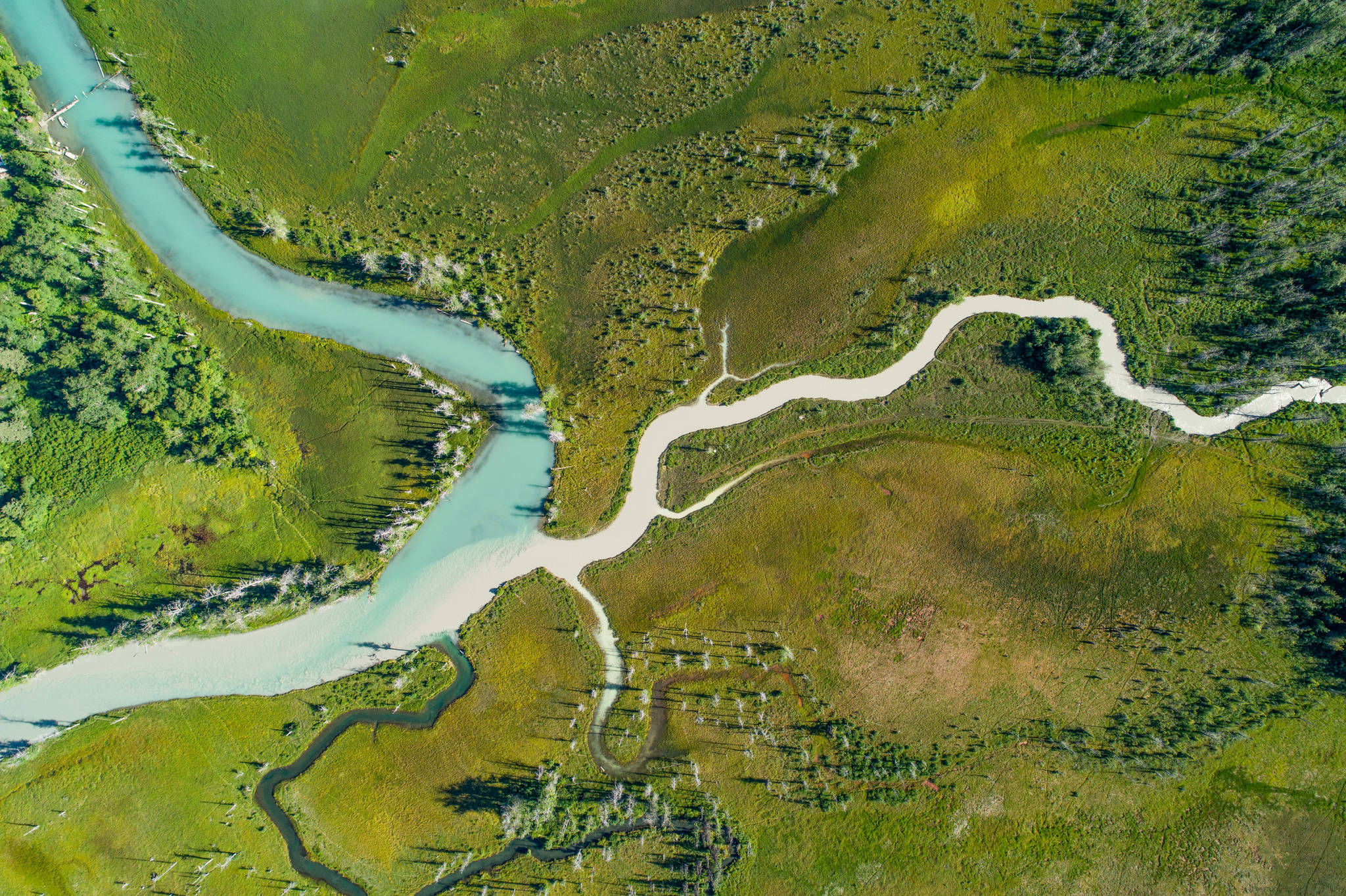 An aerial shot of the Chilkat Lake taken during the making of “Rock, Paper, Fish.” (Courtesy Photo | Connor Gallagher)