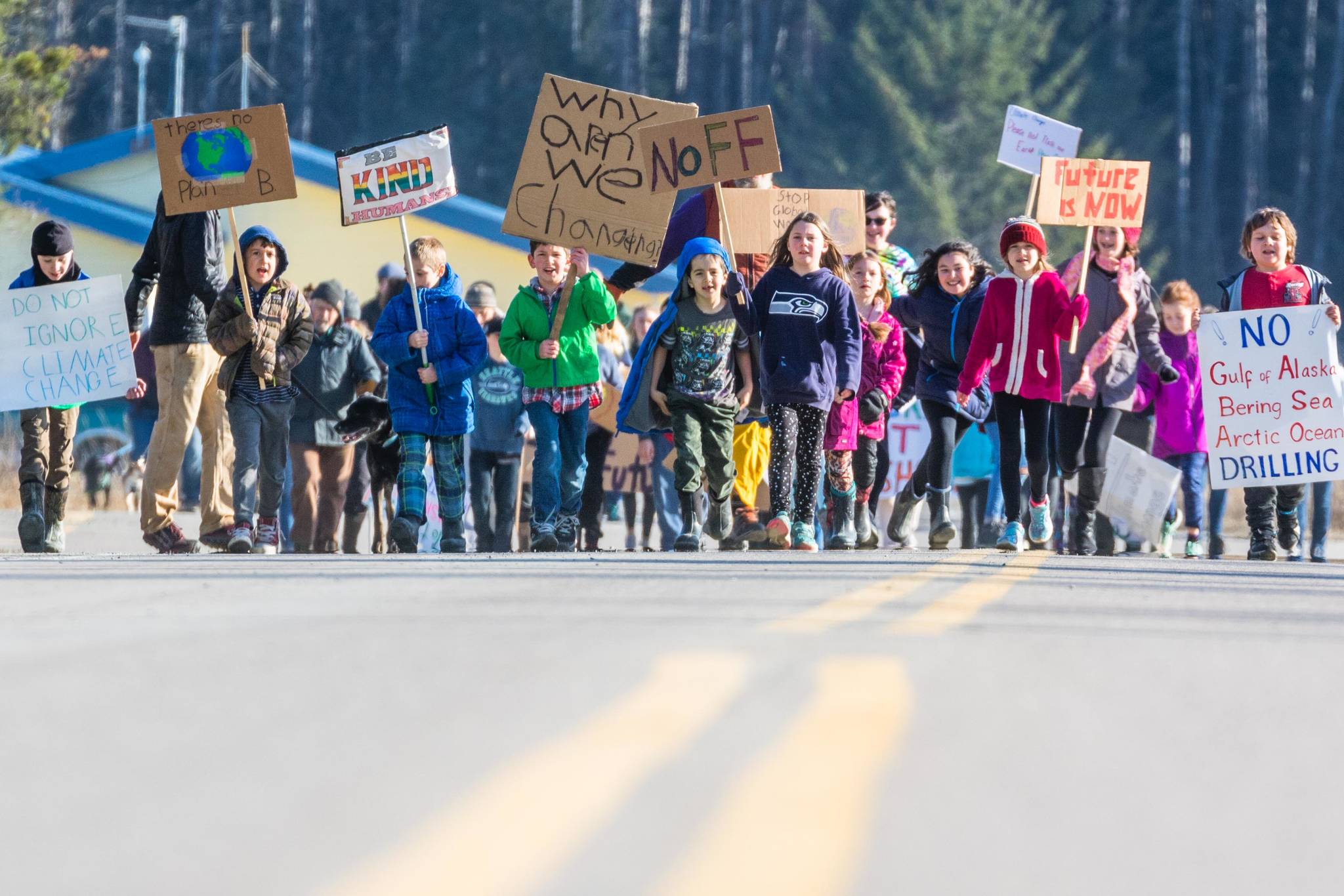 Gustavus students demand action on climate change by marching out of school on Friday. (Courtesy photo | Sean Neilson)