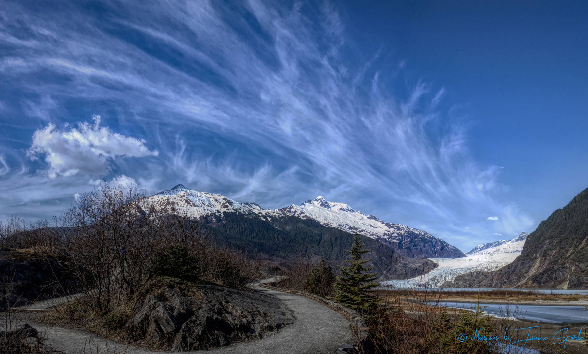 Distinct cloud patterns over the Mendenhall Glacier on March 30, 2019. (Courtesy Photo | Janice Gorle)