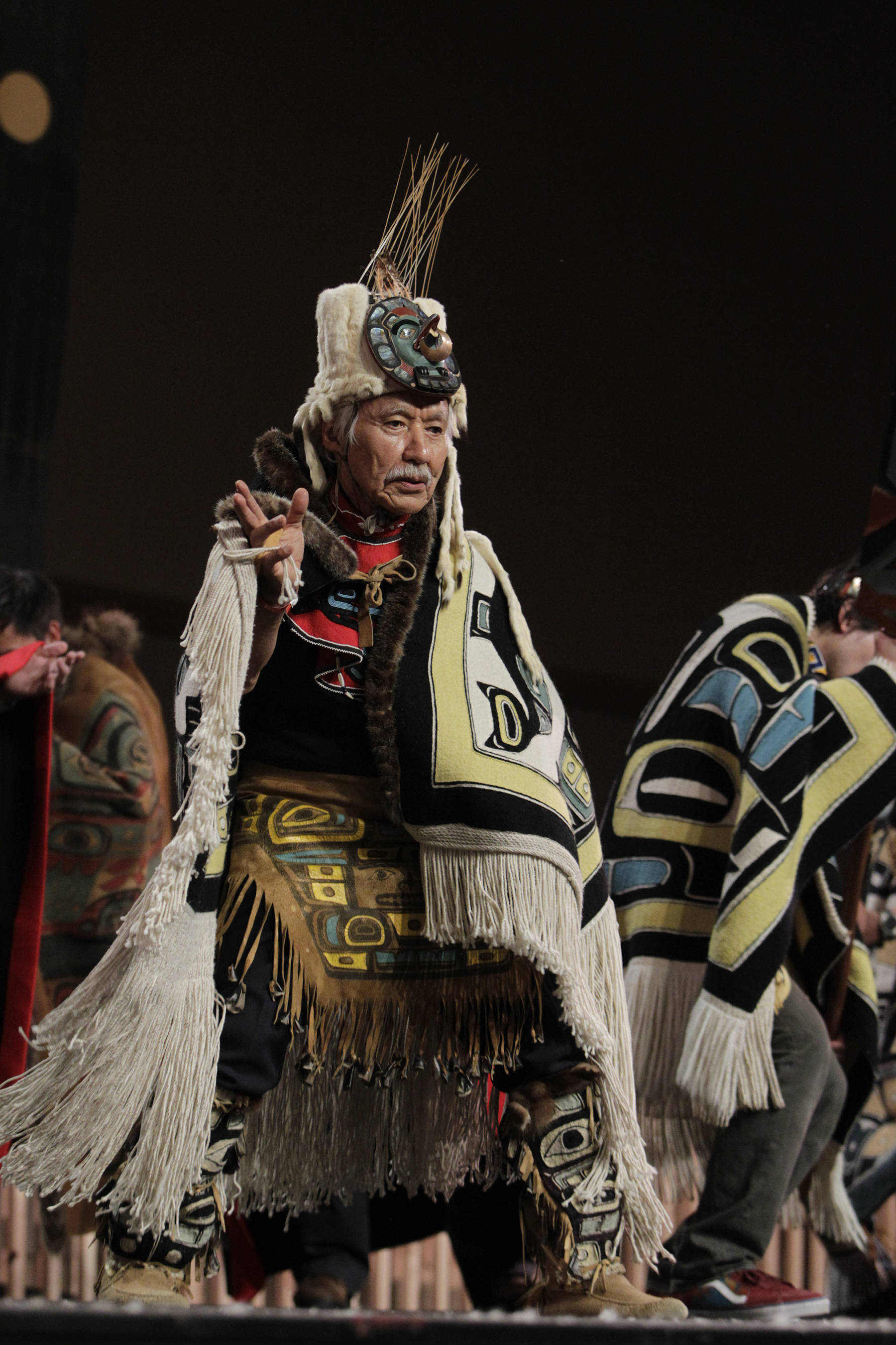 Tlingit artist Nathan Jackson dons regalia at Celebration 2014. Courtesy Photo | Brian Wallace for Sealaska Heritage Institute)