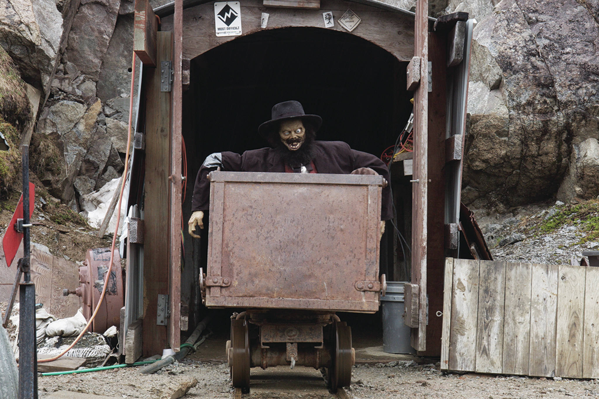 The title character in the movie “Sudsy Smith Rides Again” rides in a mine cart. (Courtesy Photo | For Chad Carpenter)
