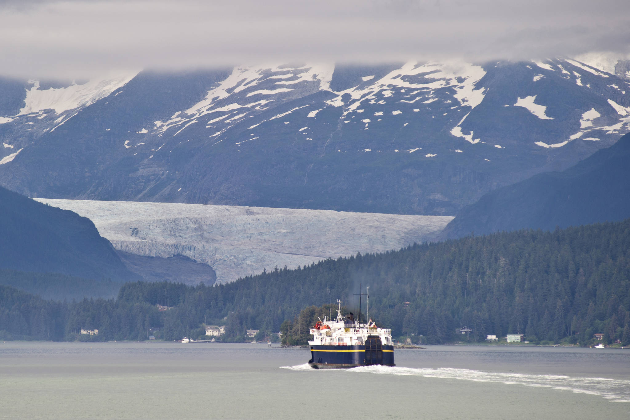 The Alaska Marine Highway ferry LeConte pulls into Auke Bay in Juneau, Alaska. (Michael Penn | Juneau Empire File)