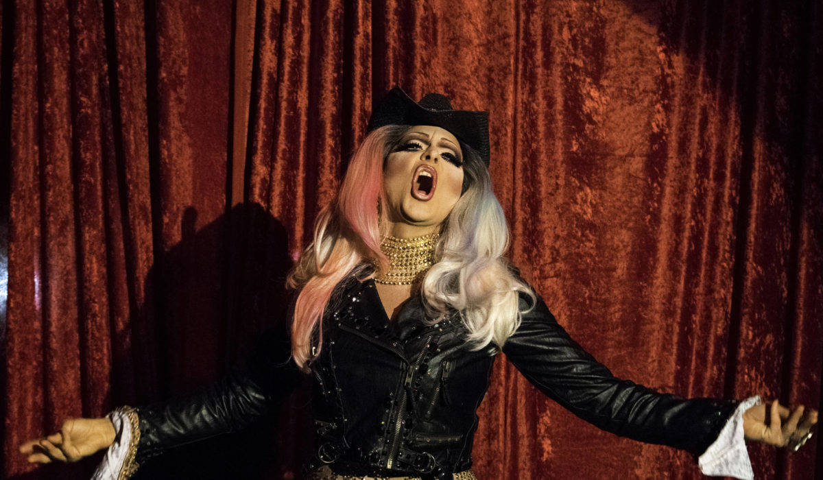 Gigi Monroe (James Hoagland) performs at the Heartbreakers drag show at the Rendezvous on Saturday, Feb. 24, 2018. (Juneau Empire File)