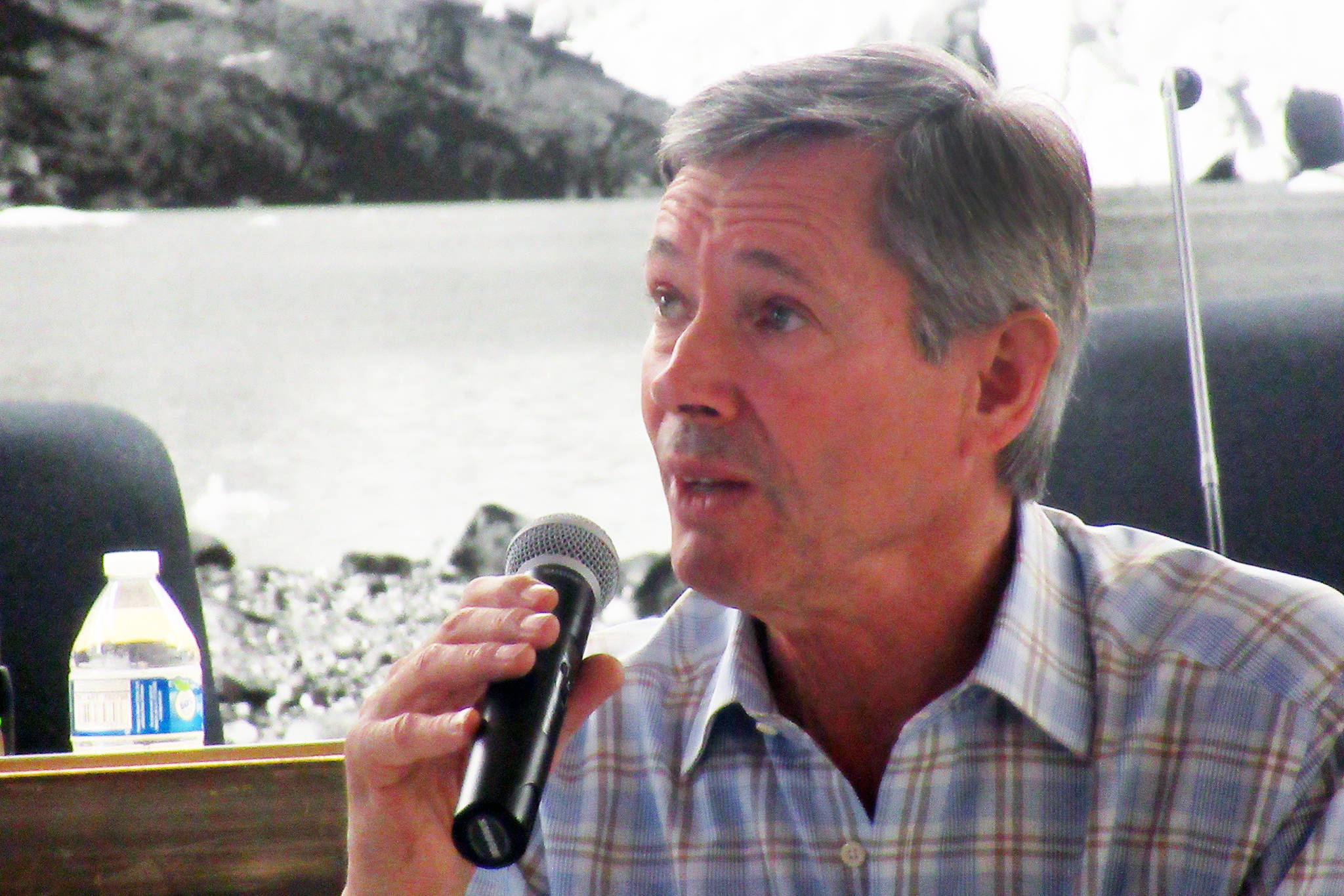 John Binkley, Cruise Lines International Association Alaska President, discusses sustainability and tourism in Juneau during a sustainability session, Thursday April 18, 2019. (Ben Hohenstatt | Juneau Empire)