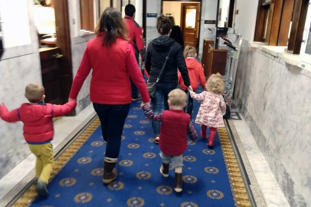 Preschoolers walk in the halls of the Alaska State Capitol Friday, April 26, 2019. (Courtesy photo | Erin Monteith)
