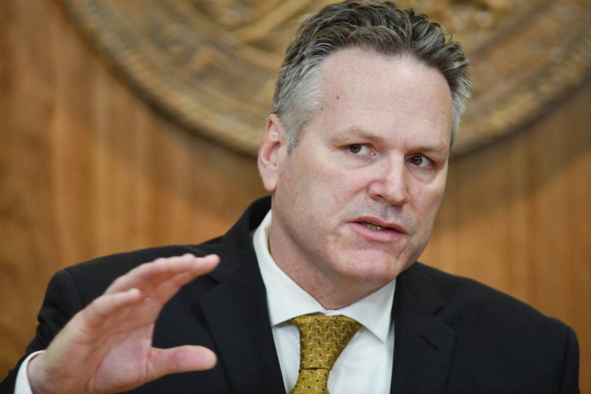 Gov. Mike Dunleavy speaks during a press conference at the Capitol on Tuesday, April 9, 2019. (Michael Penn | Juneau Empire File)