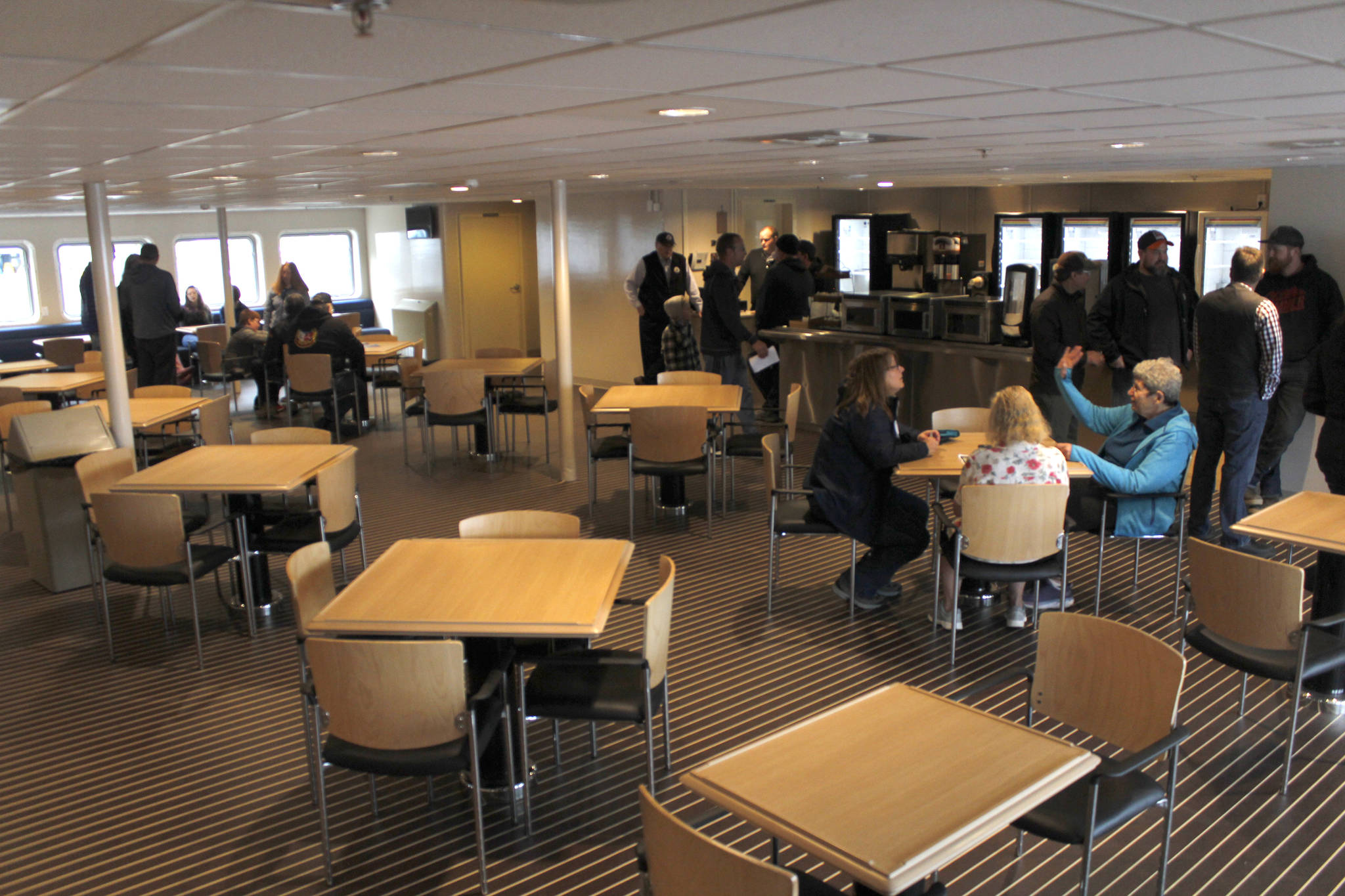 The dining hall of the ferry Tazlina is pictured on Sunday, May 5, 2019. (Alex McCarthy | Juneau Empire)
