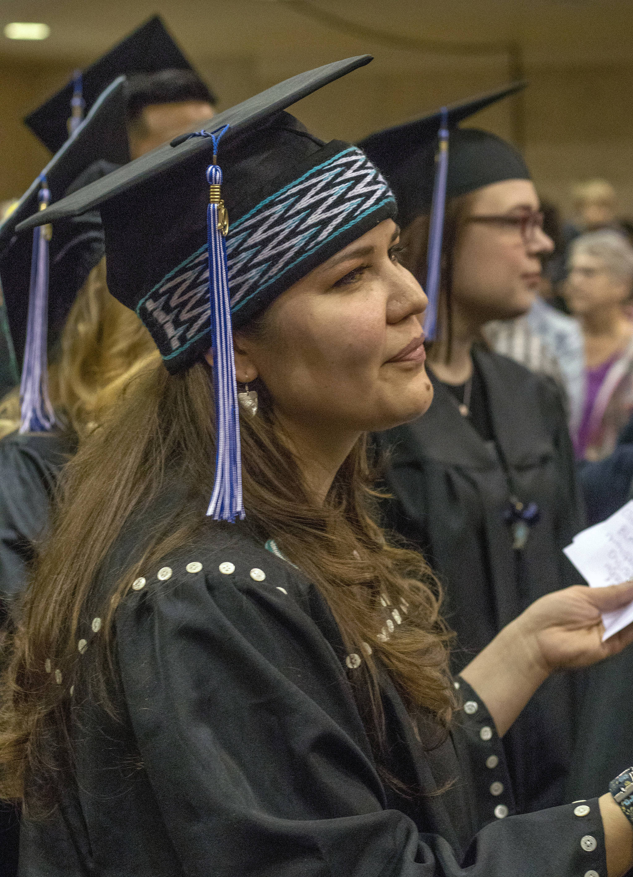 A graduate seen at the University of Alaska Southeast commencement ceremony on Sunday, May 5, 2019. (Erin Laughlin | For the Juneau Empire)