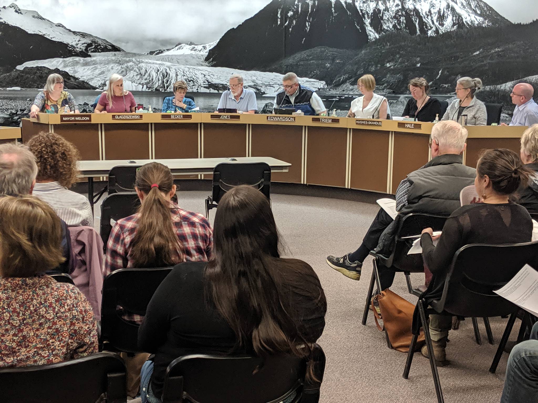 About 35 people attend a Wednesday, May 15, 2019, City and Borough of Juneau Assembly Finance Committee meeting. (Ben Hohenstatt | Juneau Empire)