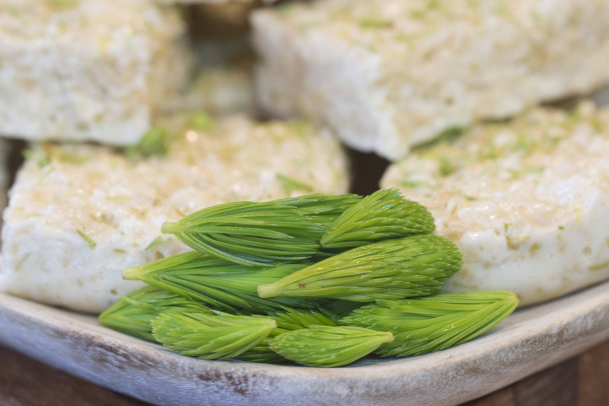 Spruce up a classic: Locally foraged spruce tips make great rice krispie topper