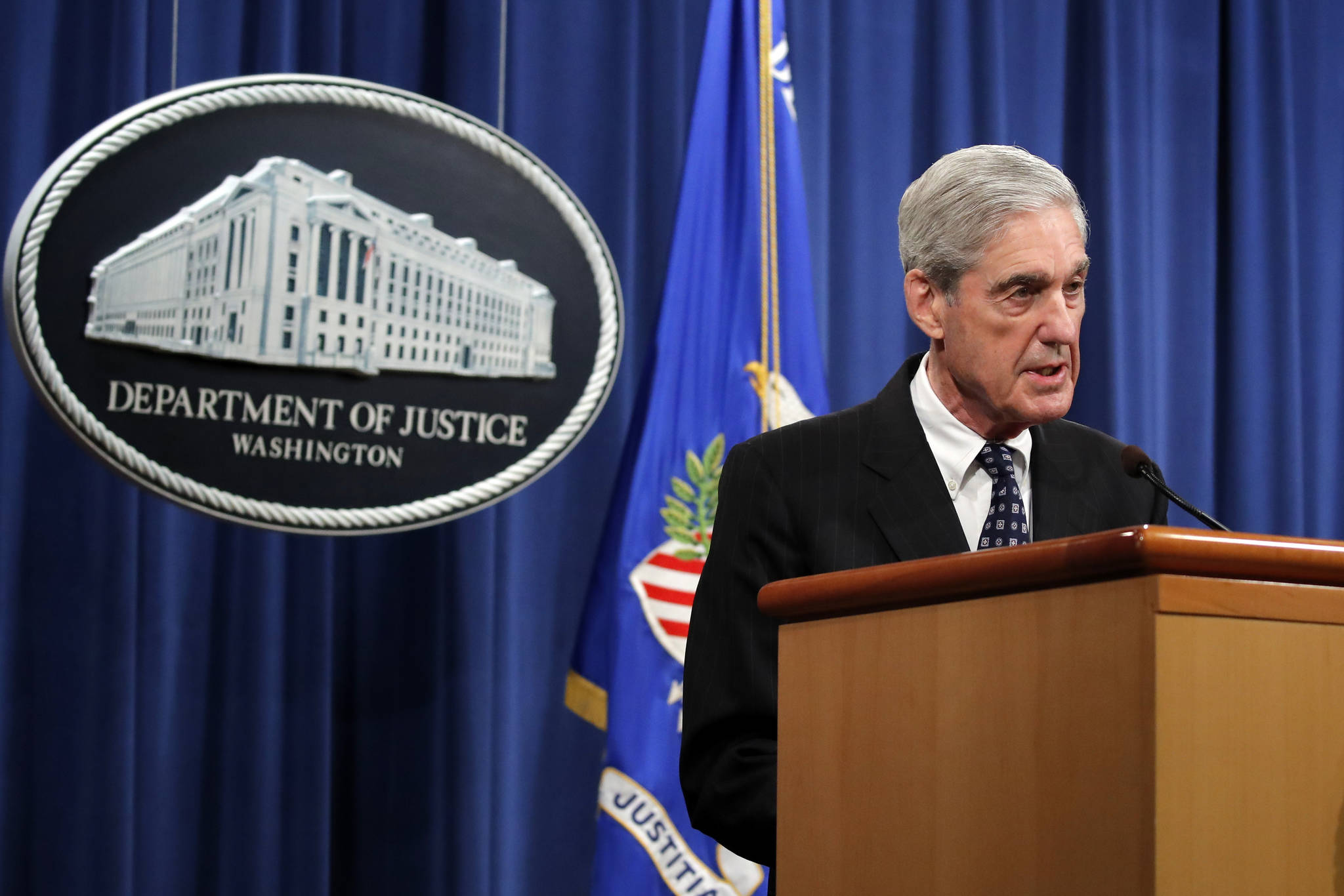Special counsel Robert Mueller speaks at the Department of Justice Wednesday, May 29 in Washington, about the Russia investigation. (AP Photo | Carolyn Kaster)