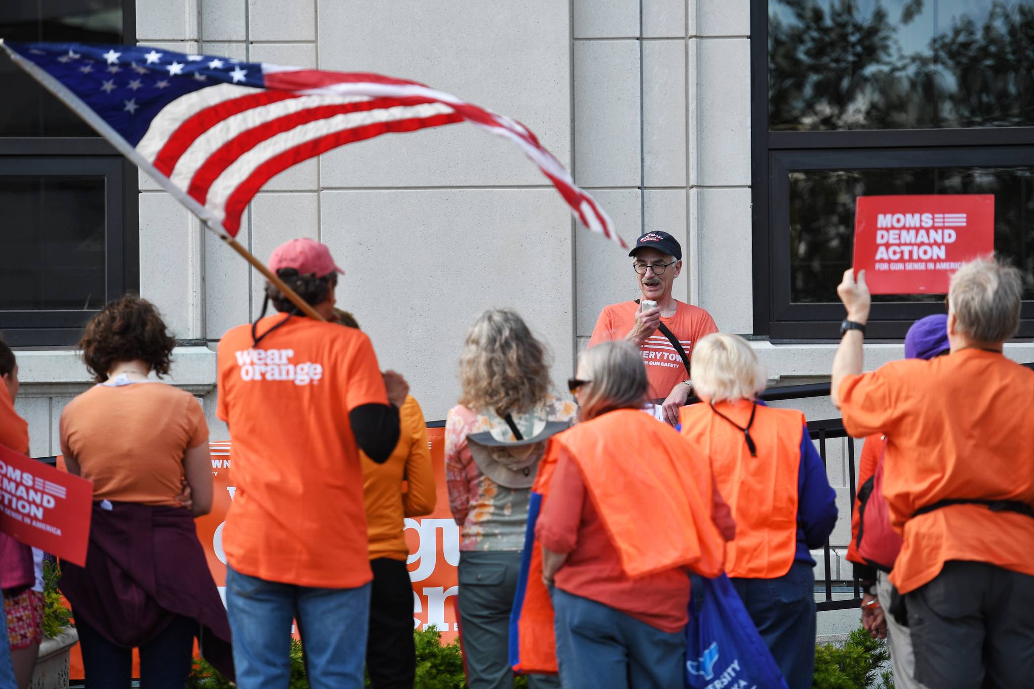 John Sonin leads a rally at the Capitol for National Gun Violence Awareness Day on Friday, June 7, 2019. (Michael Penn | Juneau Empire)
