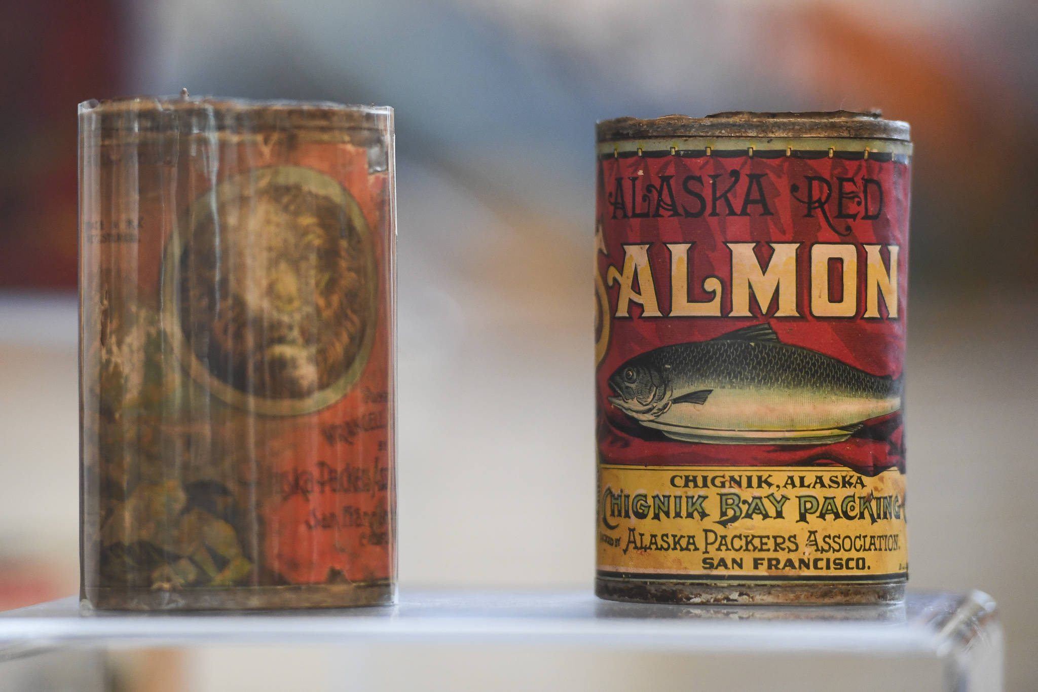 The Alaska State Library features historic salmon canneries with a collection from the Karen Hofstad at the Research Center for First Friday on Friday, June 7, 2019. (Michael Penn | Juneau Empire)