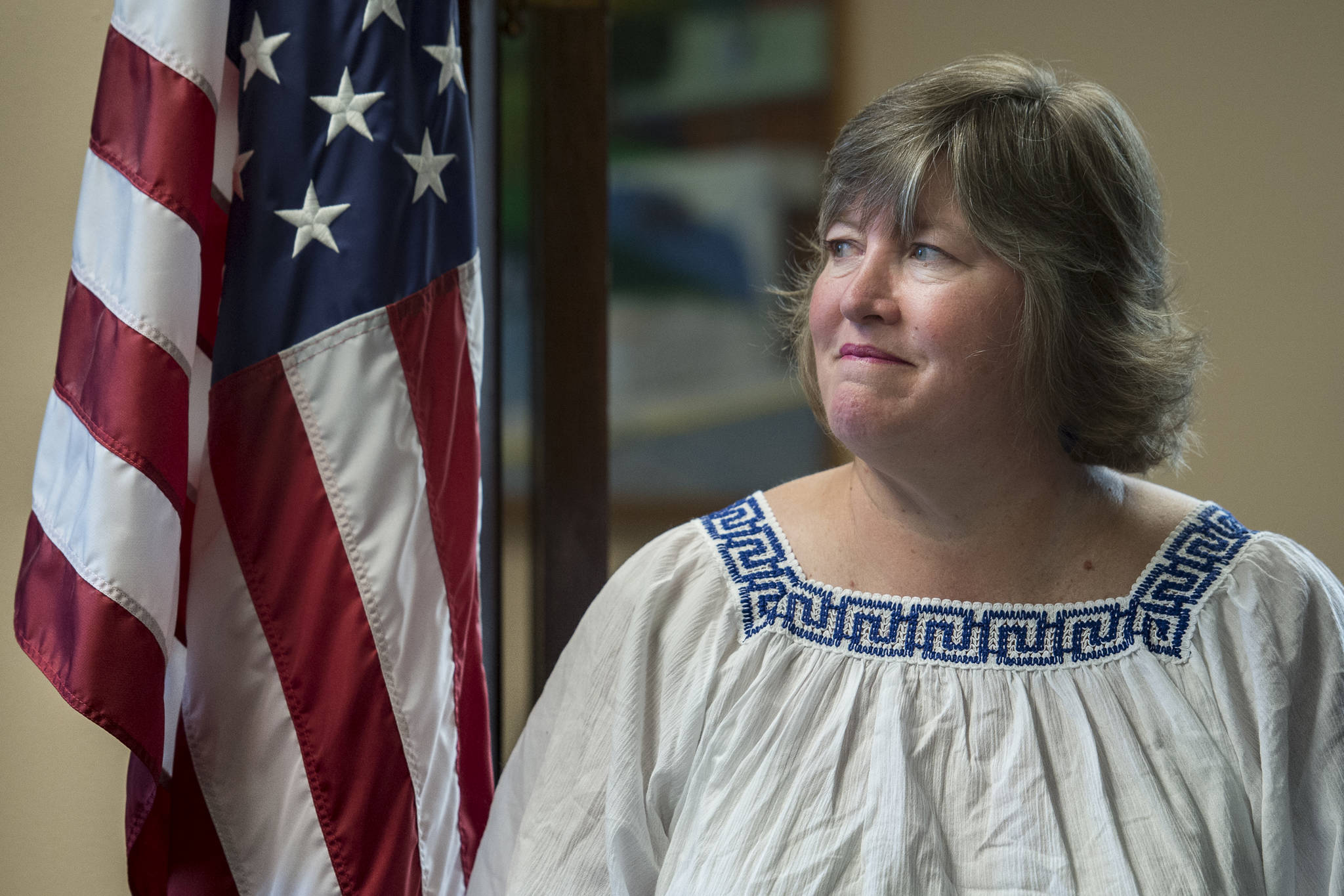 Rep. Sara Hannan, D-Juneau, talks about state government jobs leaving Juneau during an interview at her Capitol office on Friday, June 14, 2019. (Michael Penn | Juneau Empire)