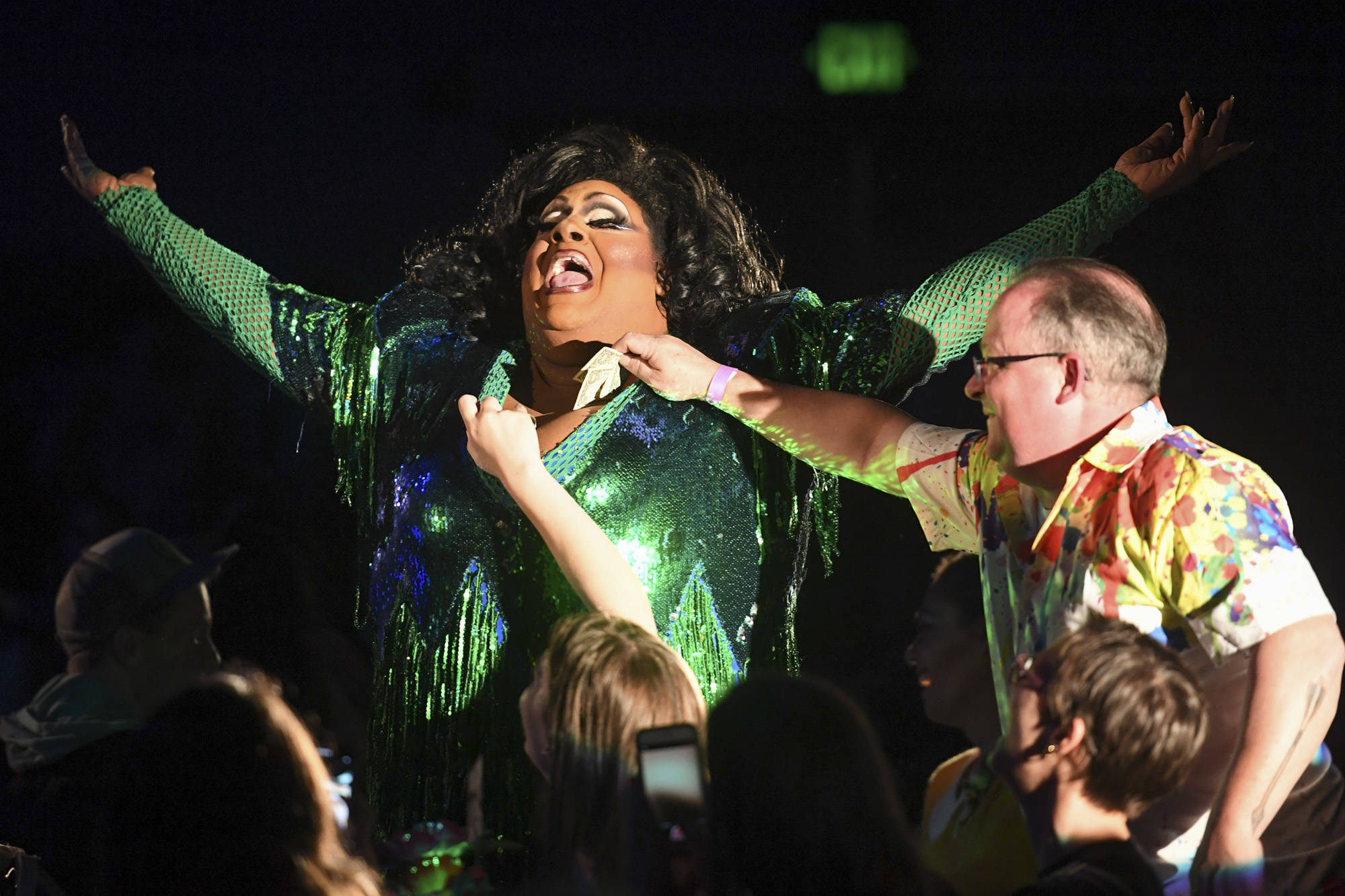 Kelexis Davenport, of Dallas, Texas, performs at the 5th annual GLITZ Drag Show in honor of the 50th Anniversary of the Stonewall Riots and Juneau Pride Kickoff! at Centennial Hall on Friday, June 14, 2019. (Michael Penn | Juneau Empire)
