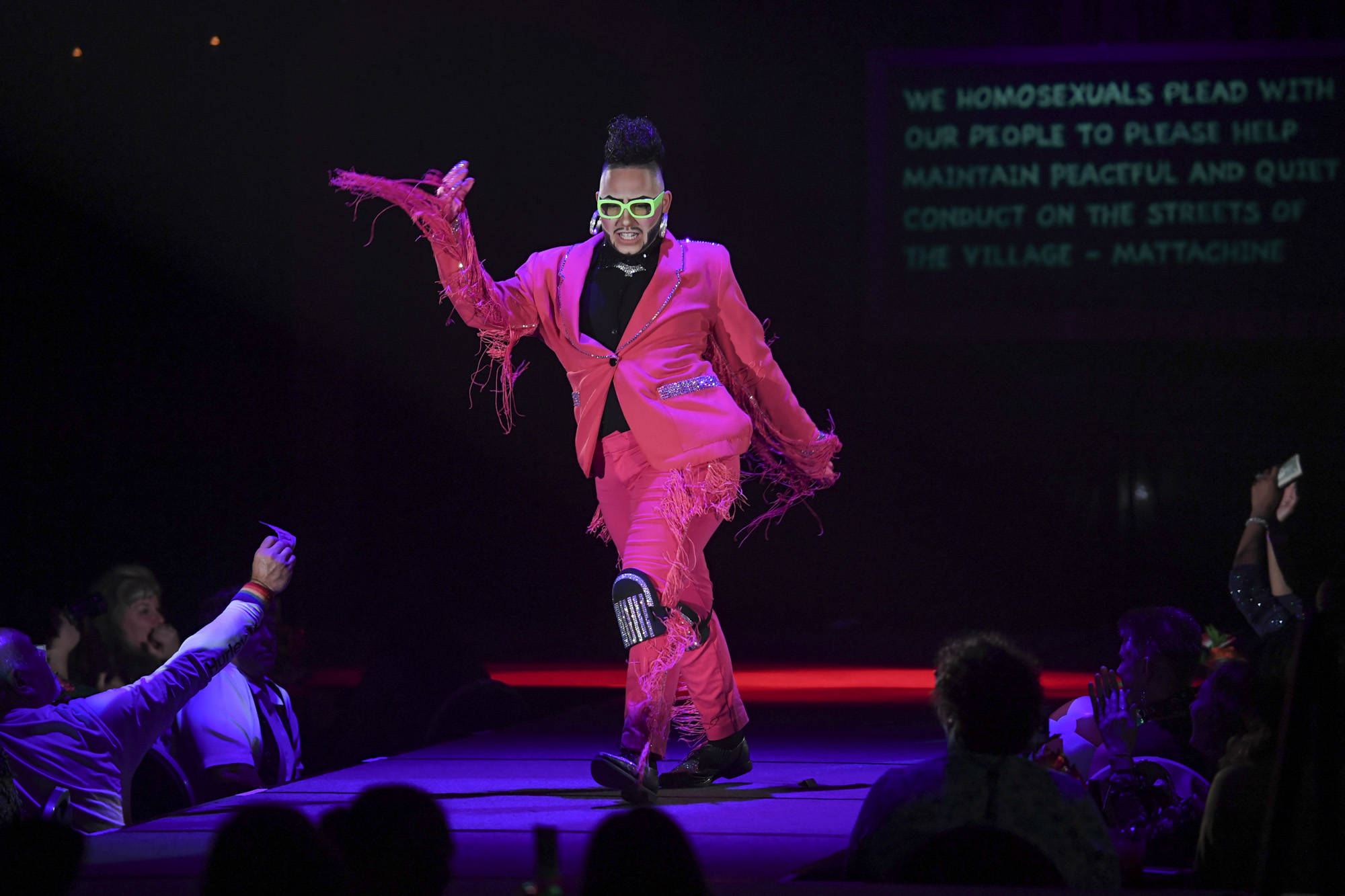 Tenderoni, of Chicago, performs at the 5th annual GLITZ Drag Show in honor of the 50th Anniversary of the Stonewall Riots and Juneau Pride Kickoff! at Centennial Hall on Friday, June 14, 2019. (Michael Penn | Juneau Empire)