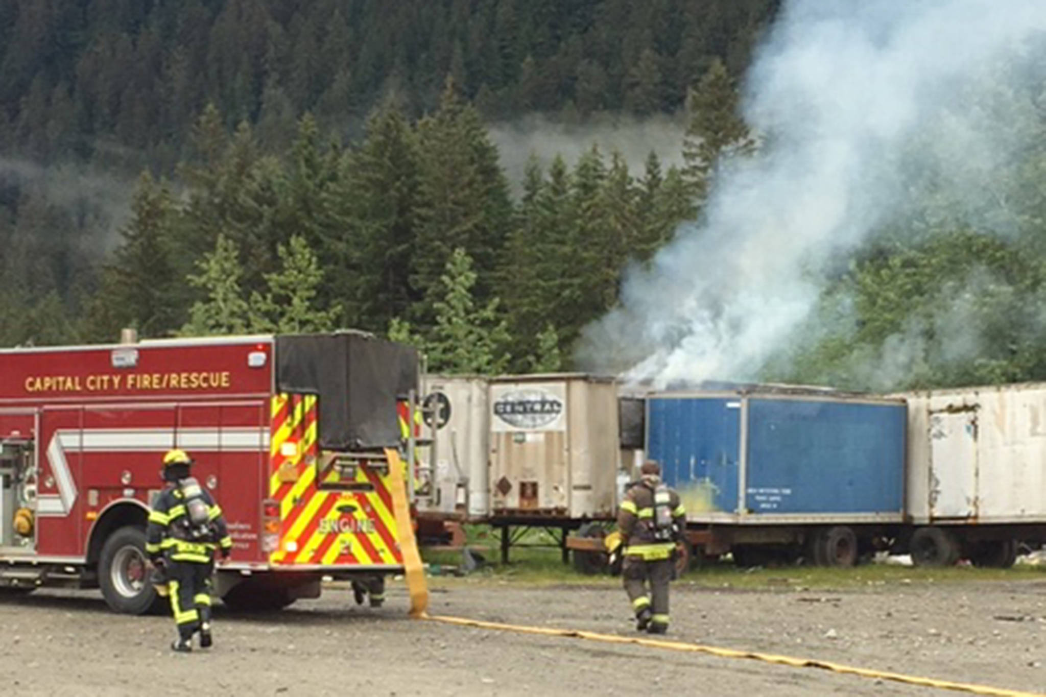 Capital City Fire/Rescue personnel respond to a fire in storage containers on Valley Boulevard on Monday, June 17, 2019. (Courtesy photo | Ed Quinto, Capital City Fire/Rescue)
