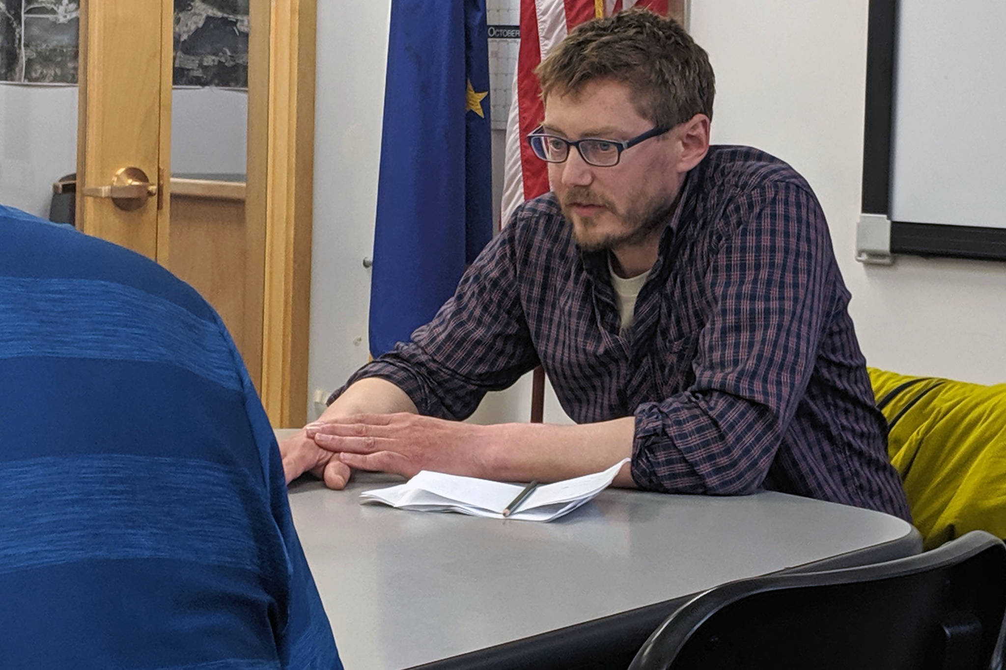Shawn Eisele is the lone newcomer to the Eaglecrest board after a series of interviews and meetings Wednesday night. Eisele joins two other reappoints in filling three openings. (Ben Hohenstatt | Juneau Empire)
