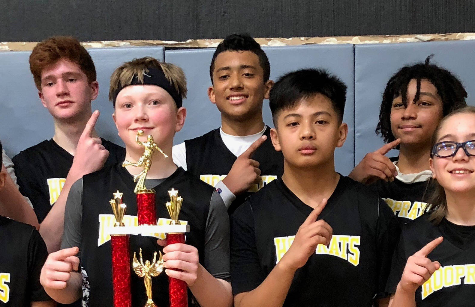 Antone Araujo, center and back, is playing for the Alaskan Native TruGame team at the Jr. NBA Global Championships Northwest Regional in Oregon. (Courtesy Photo | Todd Araujo)