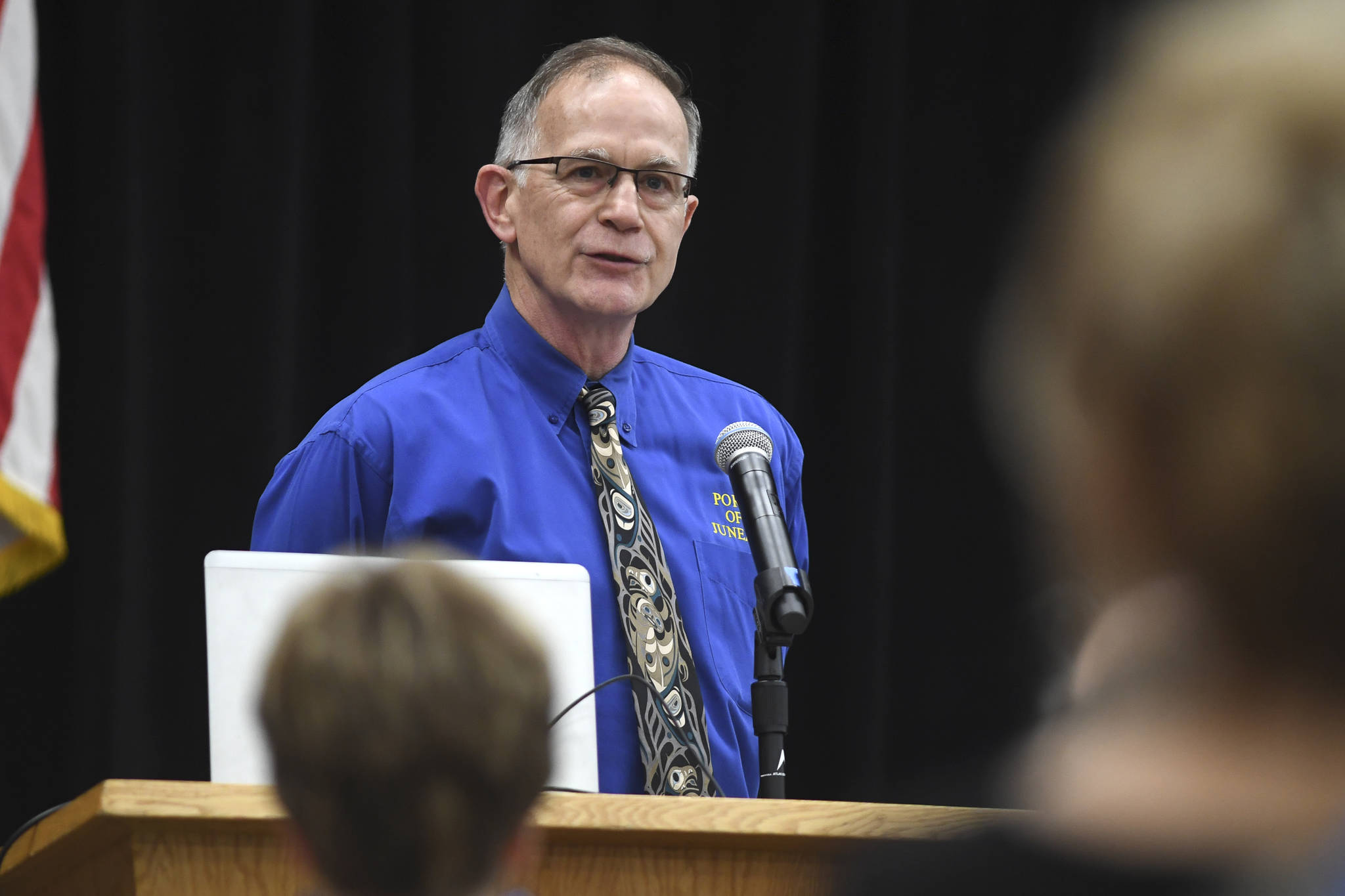 Juneau Port Director Carl Uchytil speaks to the Juneau Chamber of Commerce at its weekly luncheon at the Elizabeth Peratrovich Hall on Thursday, June 20, 2019. (Michael Penn | Juneau Empire)