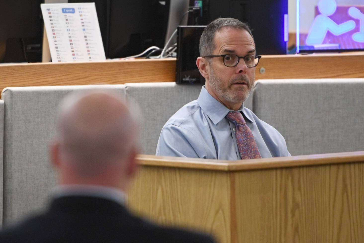 Dr. Mark McClung testifies during the sentencing of Ty Grussendorf in Juneau Superior Court on Friday, June 21, 2019. (Michael Penn | Juneau Empire)