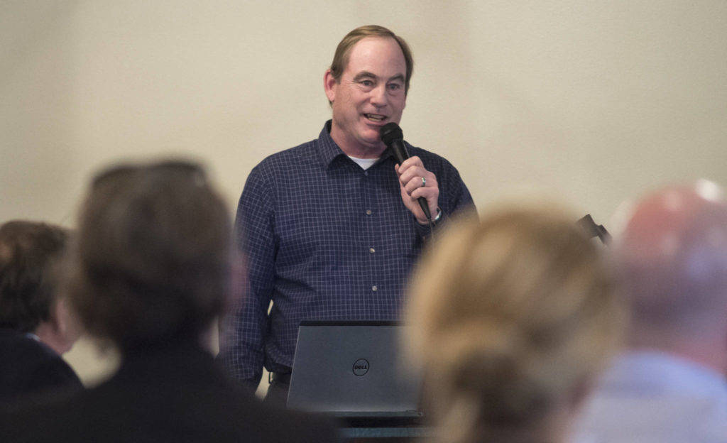 U.S. Forest Service Juneau District Ranger Brad Orr speaks to the Juneau Chamber of Commerce during its weekly luncheon in August 2018. He will talk to the chamber again Thursday. (Michael Penn | Juneau Empire File)
